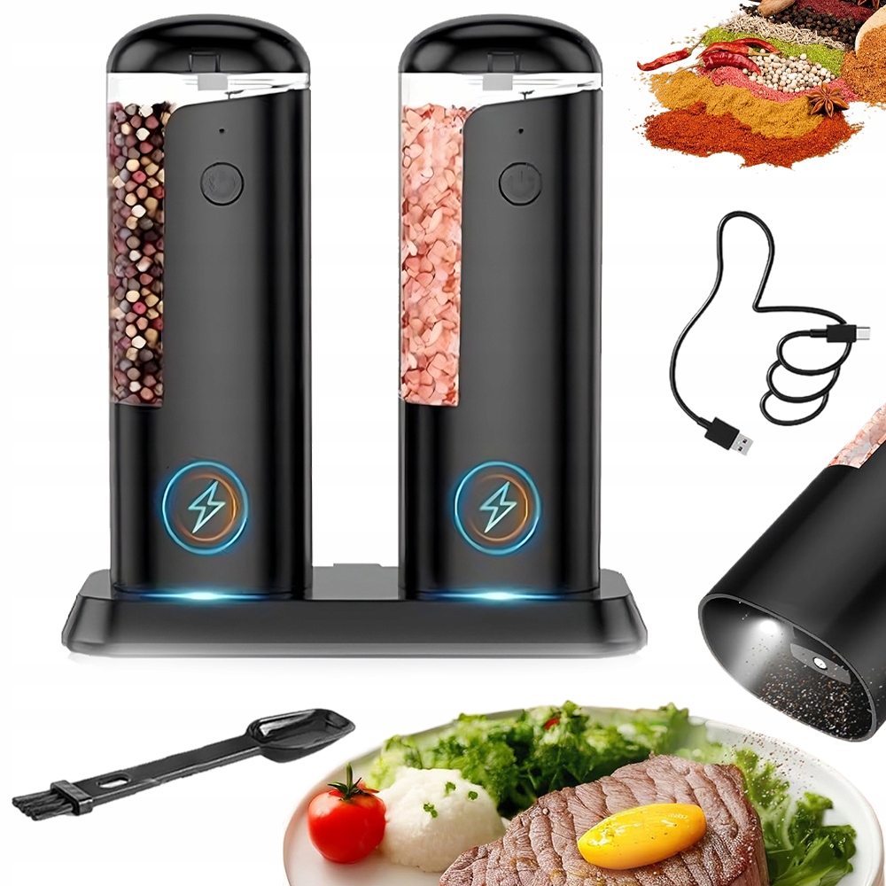 Elektrický Mlýnek Na Pepř A Sůl 2 Ks Akumulátorový Usb Mlýnek Na Sůl