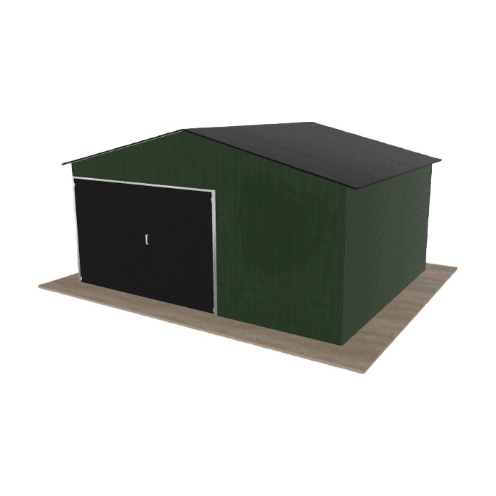Plechová garáž 5x4 m jednopolohová, dvouspádová, zelená