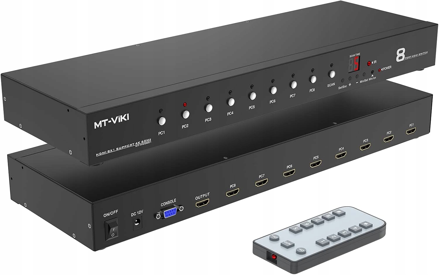 Přepínač Hdmi 8 portů 4K 60Hz Mt-viki HD0801 Hdr Hdcp 2.2 s dálkovým ovládáním R18