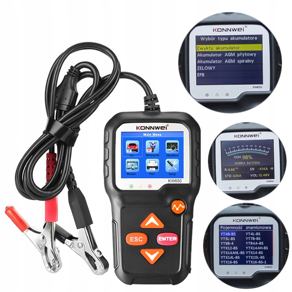 

Tester diagnostyczny baterii akumulatorów 12V 6V
