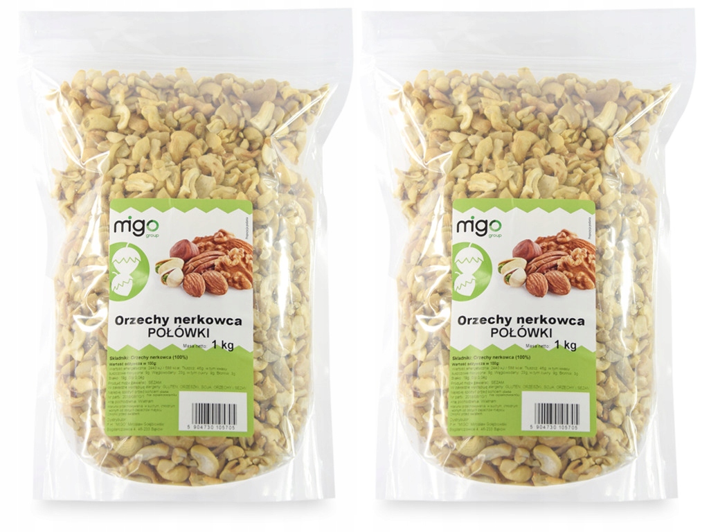 Levně Set x2 Kešu Ořechy 1 kg Půlky 2 kg