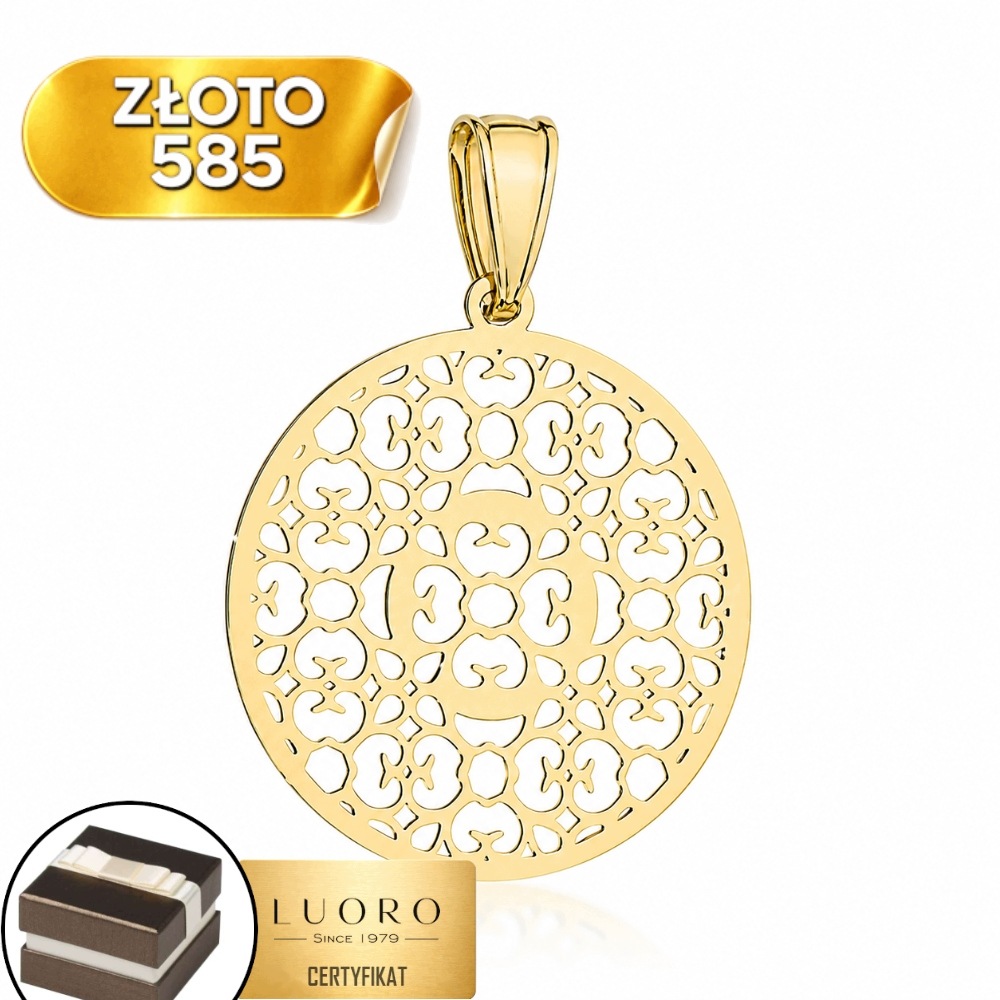 Zlatý Přívěsek 585 14K Kolo Ažurové Jemné 3,1 CM Elegantní Dárek