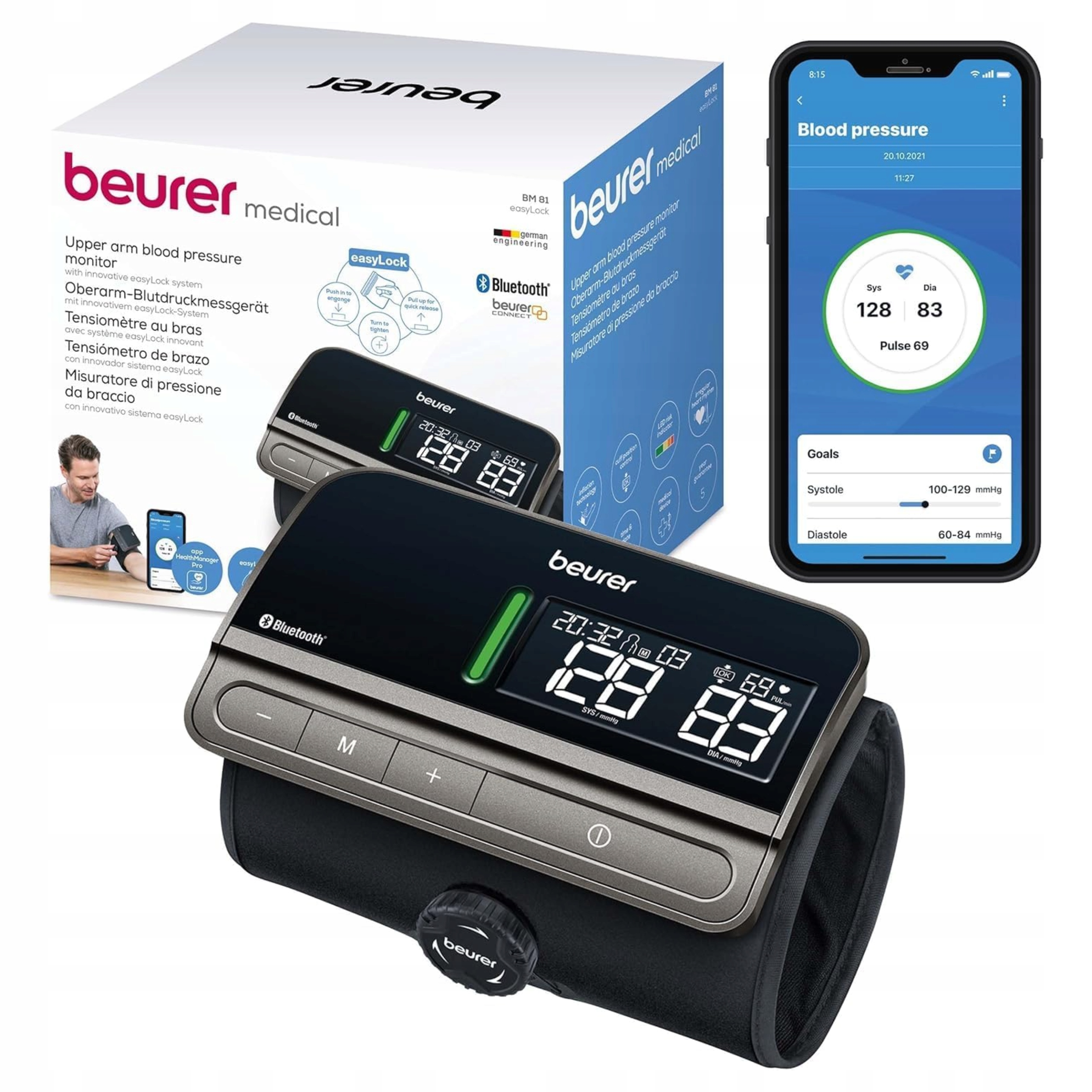 Beurer Bm 81 ciśnieniomierz naramienny Led Bluetooth mankiet 22-42cm