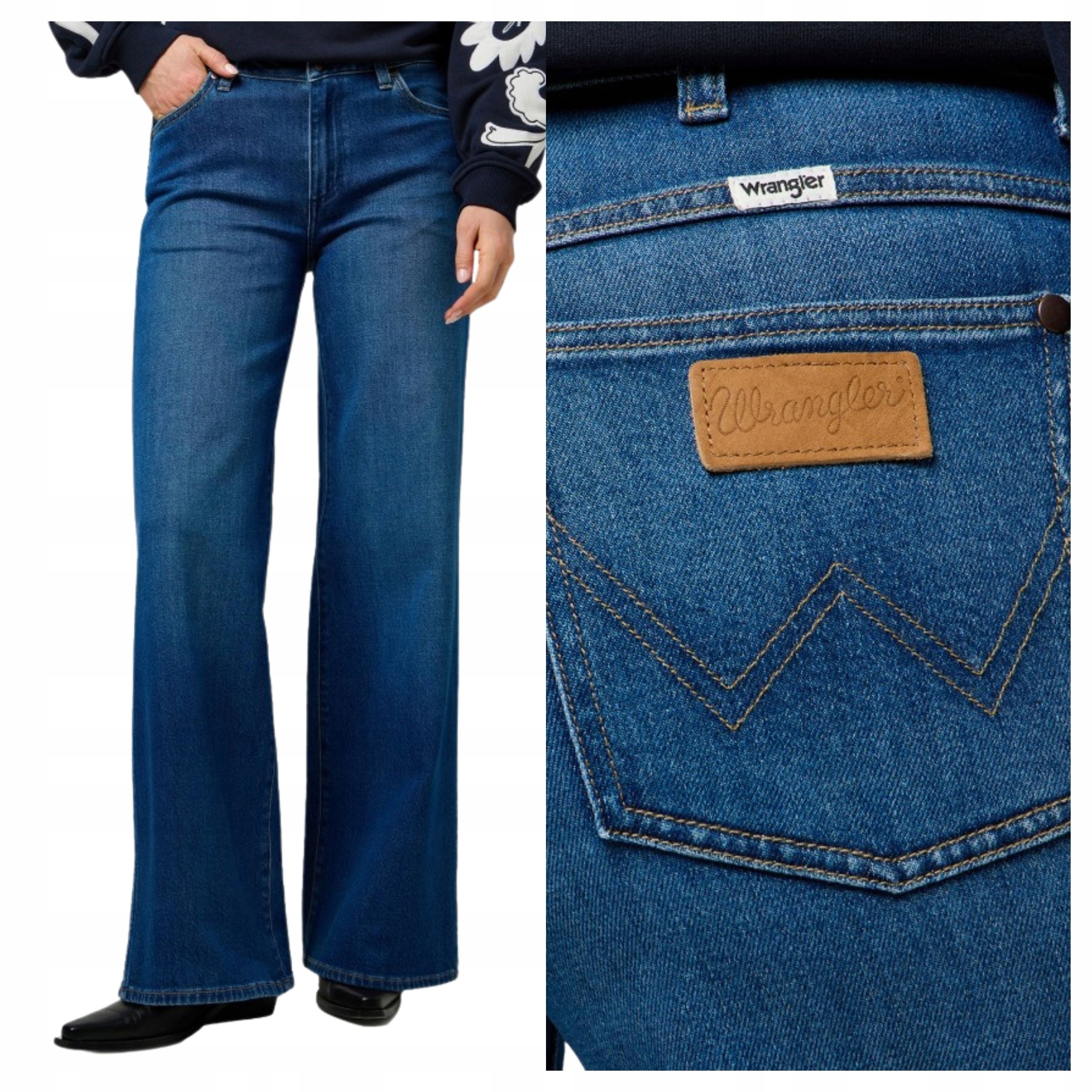 Dámské džínové kalhoty Wrangler World Wide Bootcut Modré W27 L30