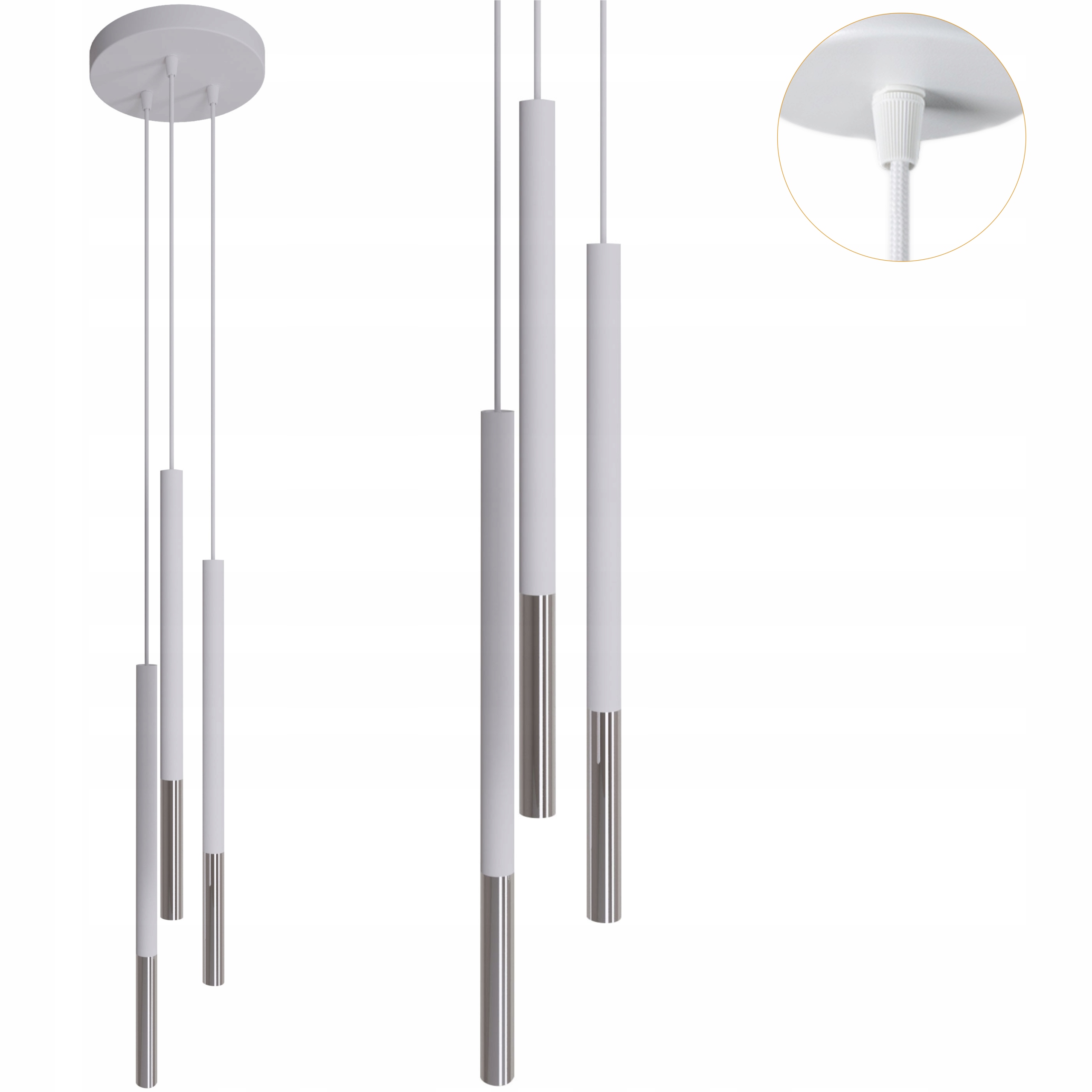 Závesná lampa Spot Tuba Metal Biela Strieborná 3xG9 Kábel v opletení 10W Led