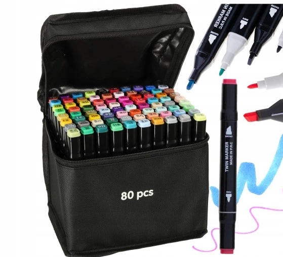 Flamastry MARKERY DWUSTRONNE ZESTAW 80 szt.