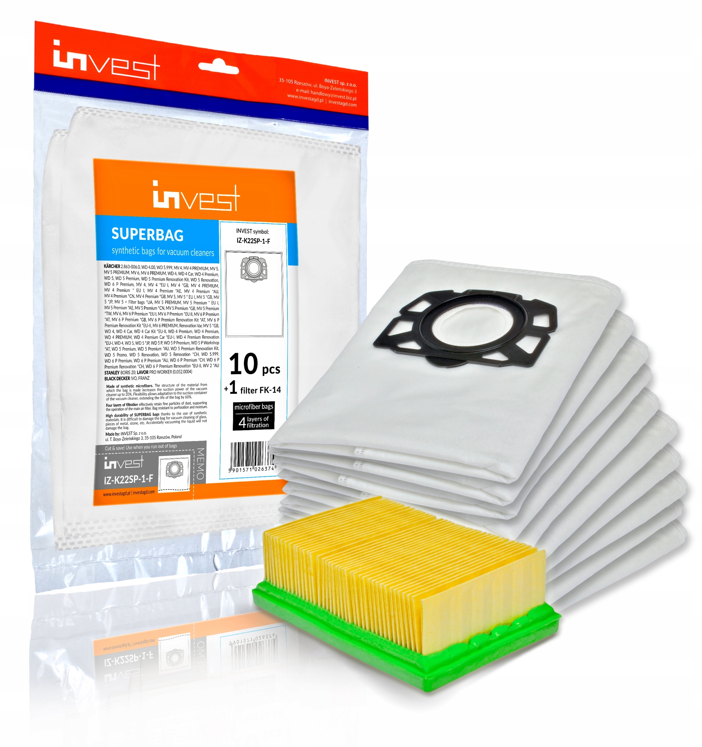 10x WORKI + FILTR DO KARCHER WD 4 WD 5 WD 6