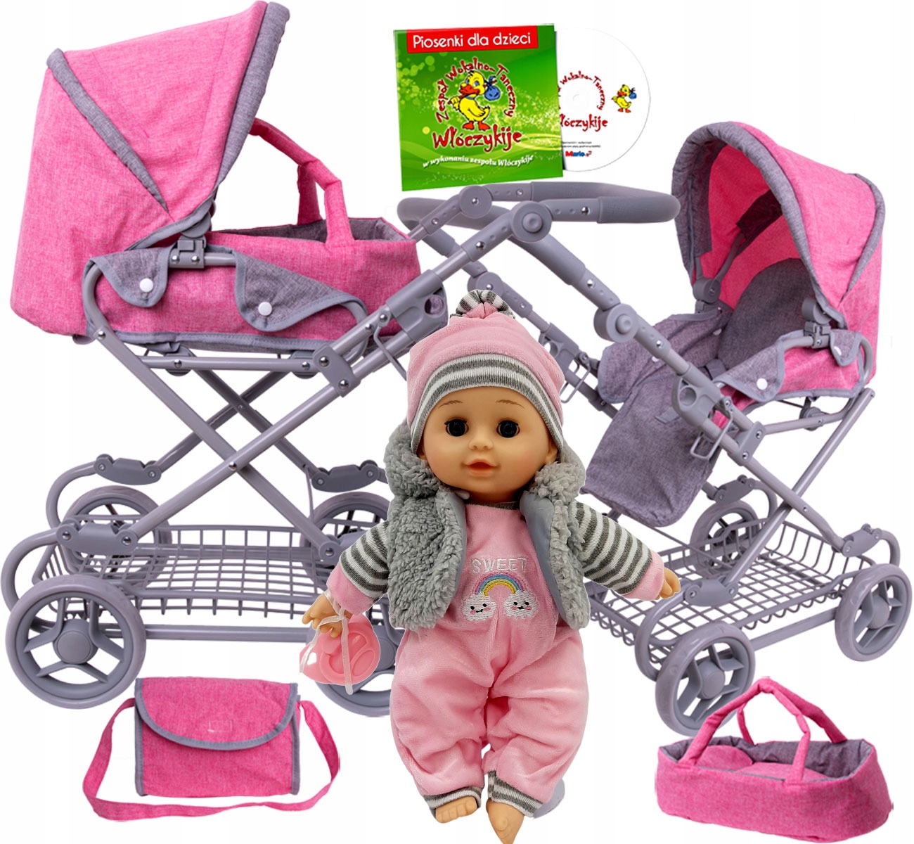 

Wózek Dla Lalek Nosidło Torba Pościel+bobas Śpiewa