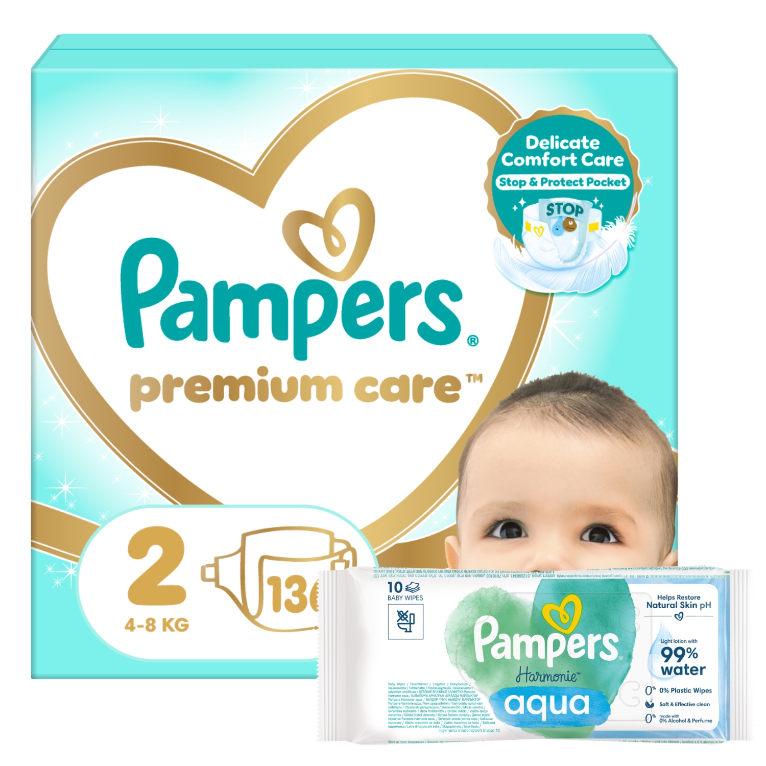 Pampers Premium Care rozmiar 2, 3x 136 szt., 4-8 kg Pieluszki