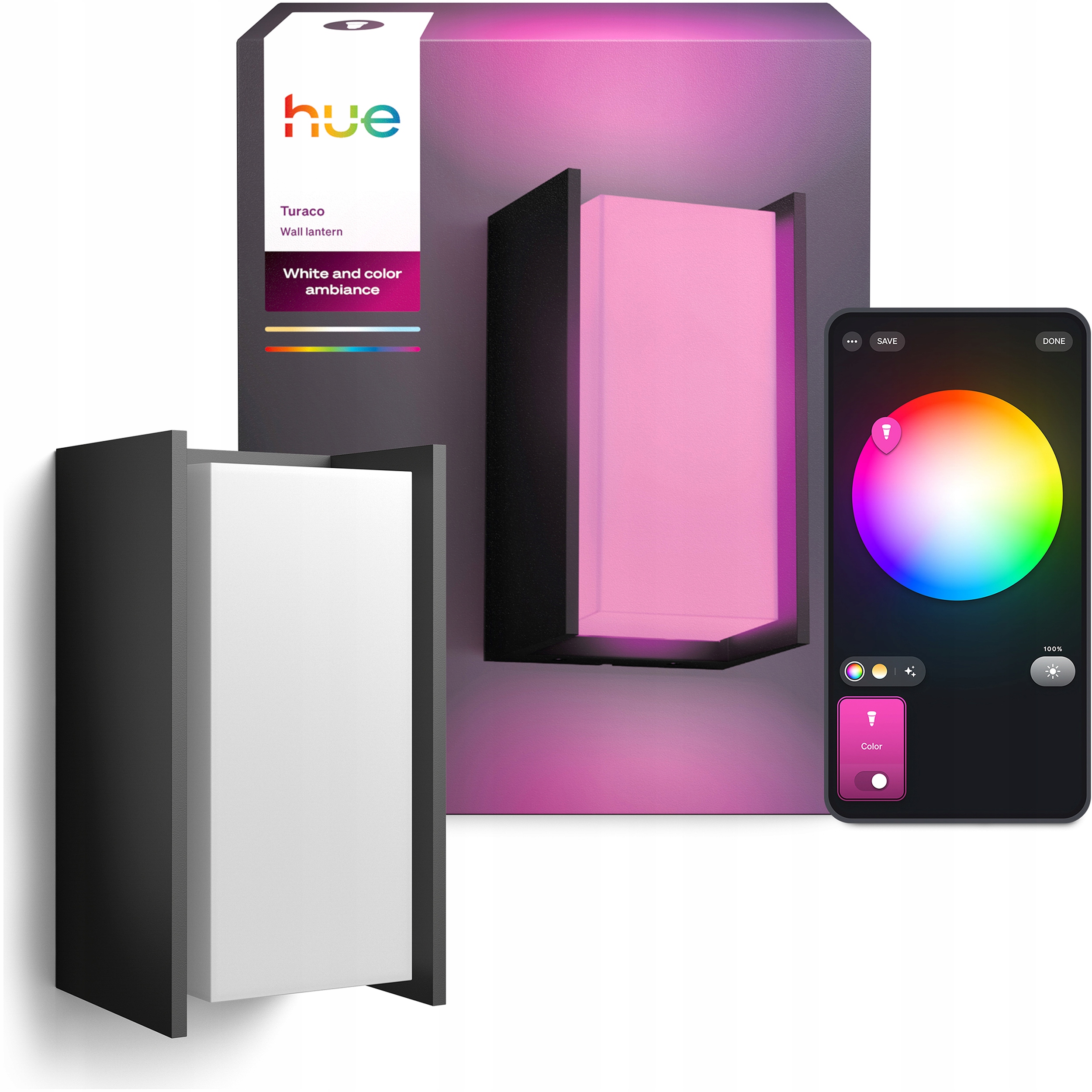 Led zahradní nástěnné svítidlo Philips Hue Turaco Venkovní lampa Rgb Inteligentní