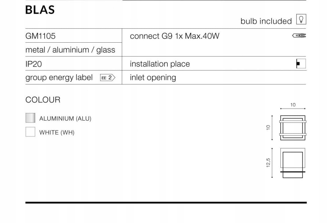 Nowoczesny szklany kinkiet Blas jasny korytarz hol Kolekcja BLAS BK