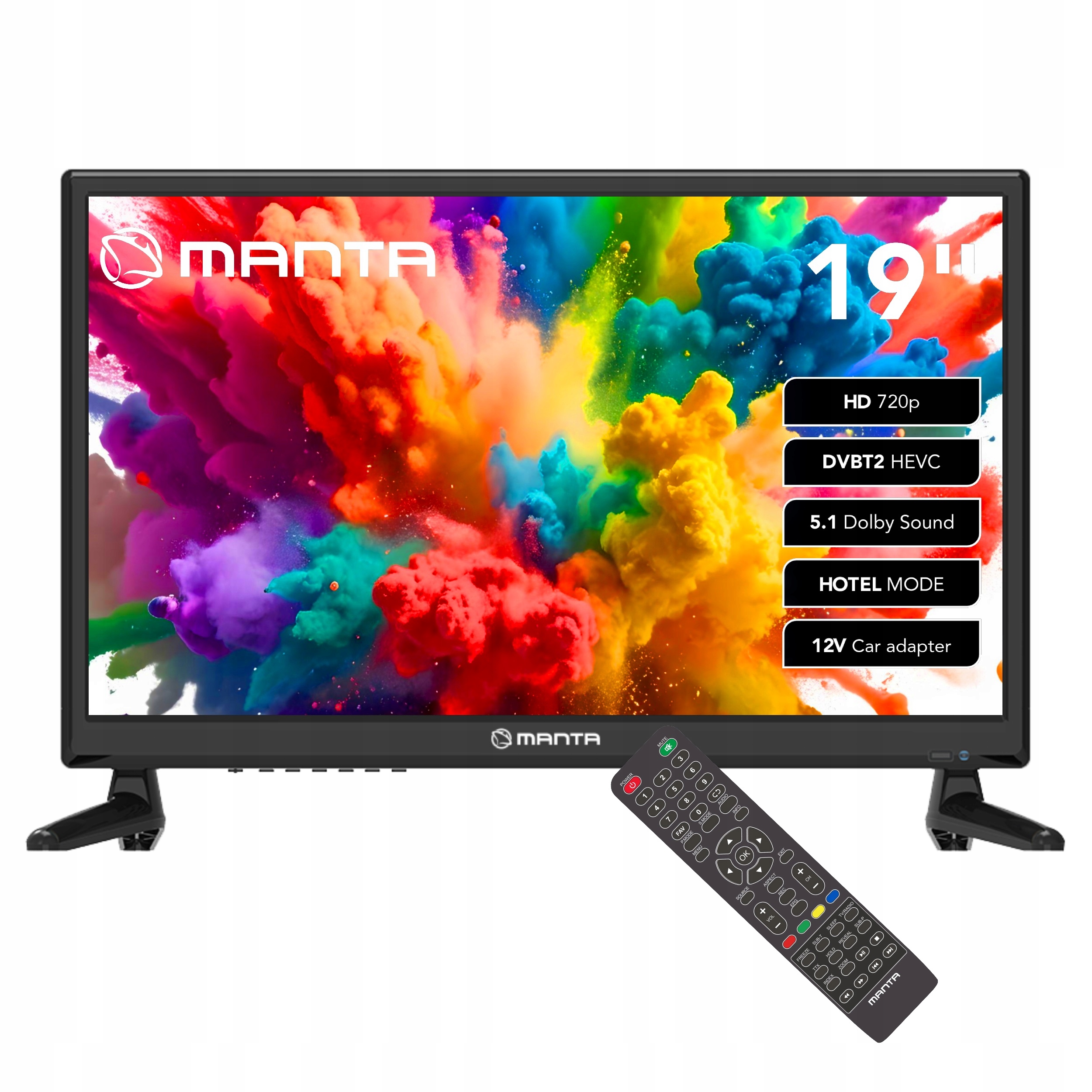 Telewizor 19 Cali Led Hd Dvbt Ips Zasilanie 12V 230V Kamper Biwak Hotel