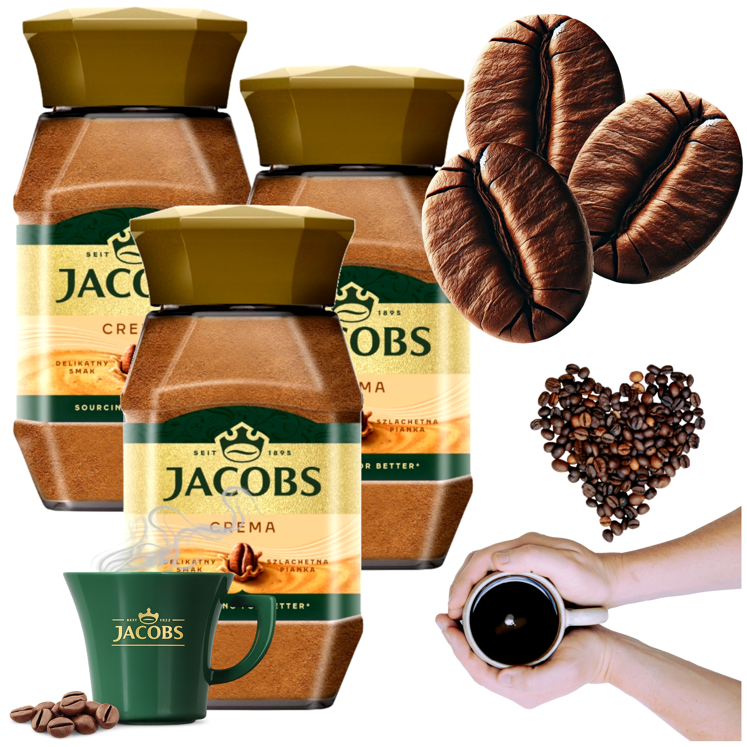 Kawa Jacobs Rozpuszczalna 200g x3 Crema W Słoiku Instant Original Cafe