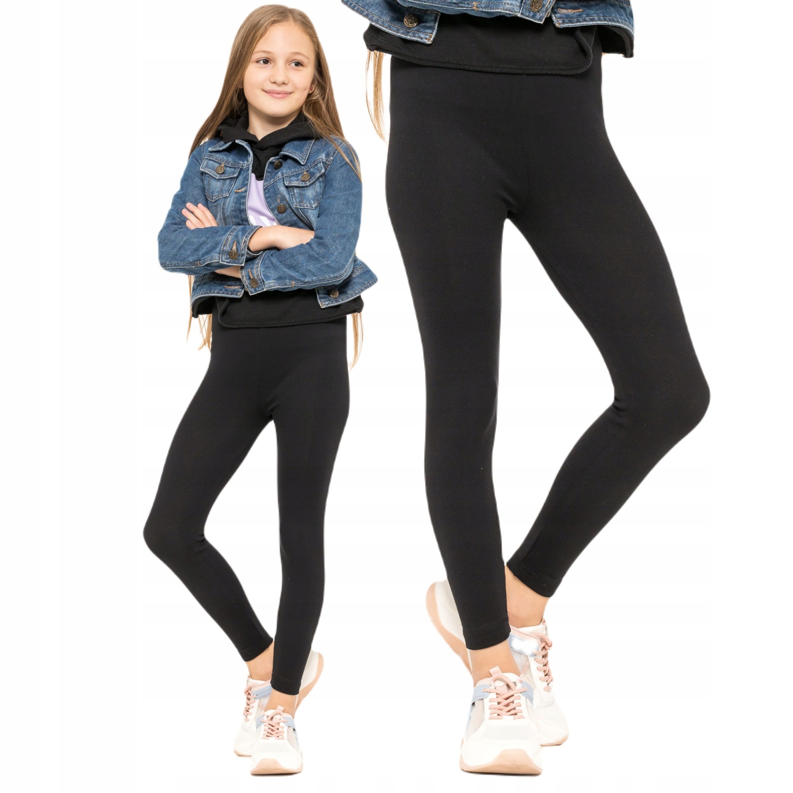 DZIEWCZĘCE LEGGINSY OCIEPLANE GETRY CZARNY 116