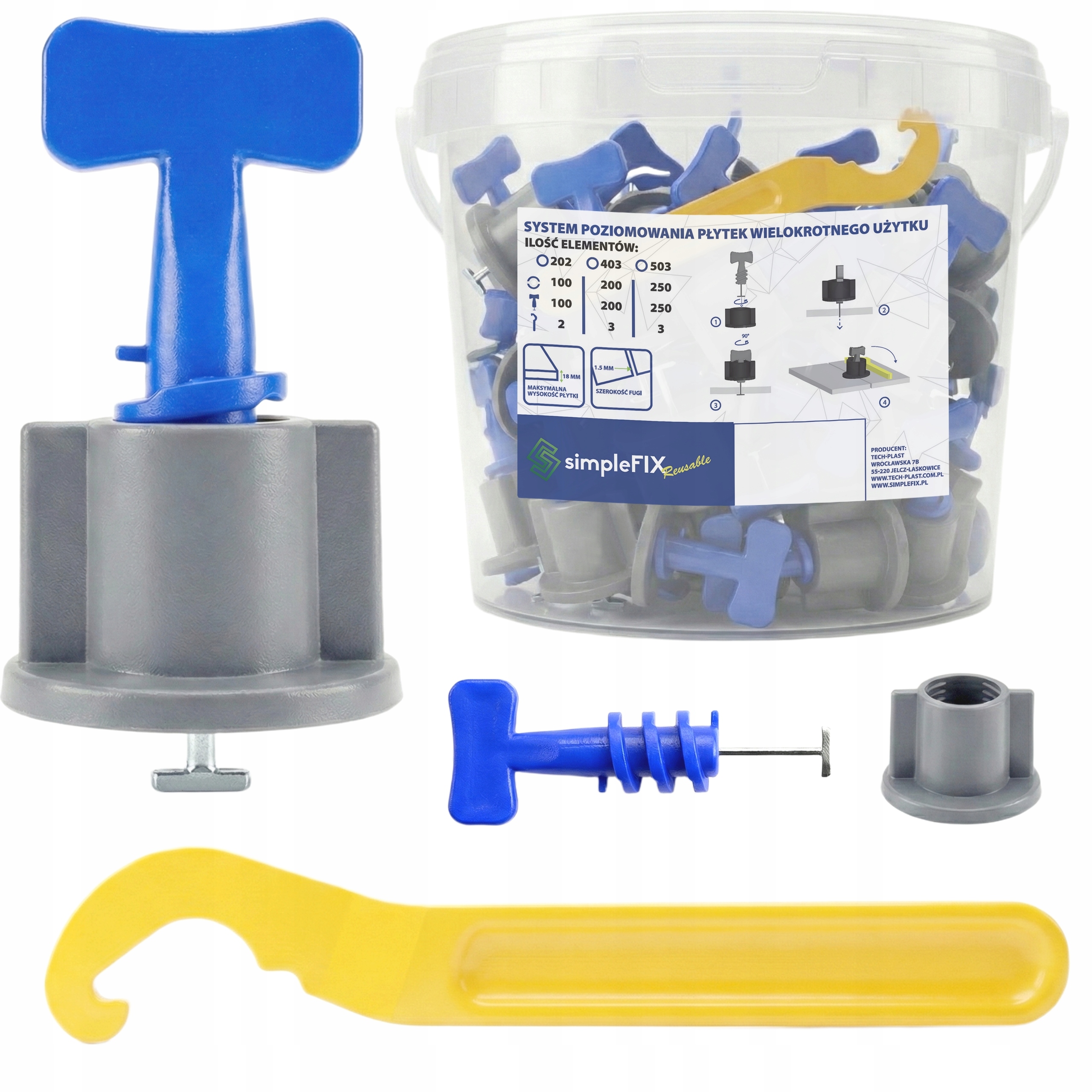 Systém Vyrovnávání Dlaždic Klipsy Klíny 200+2ks Opakovaně Použitelné