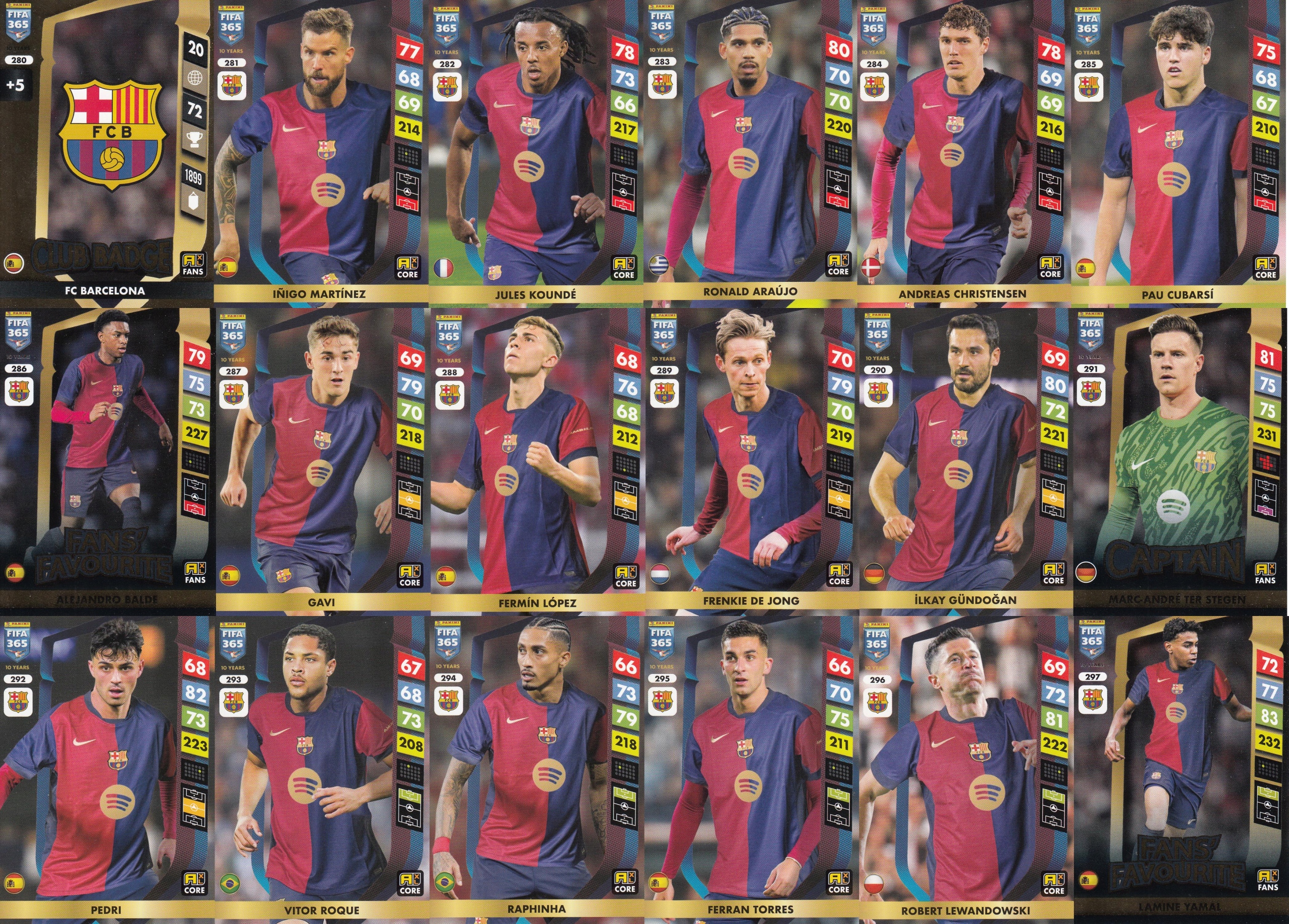Karty Kolekcjonerskie Fifa 365 2025 Panini Fc Barcelona 280 297