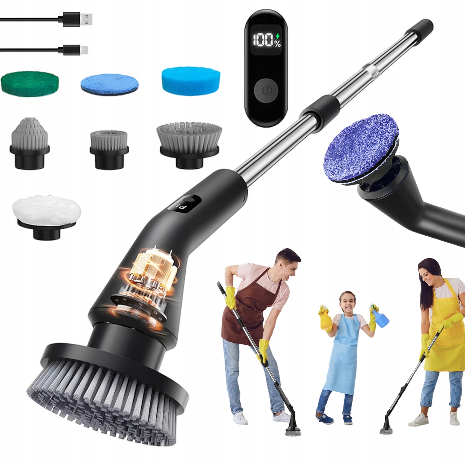 Elektrický Rotační Čisticí Kartáč 7V1 Sada