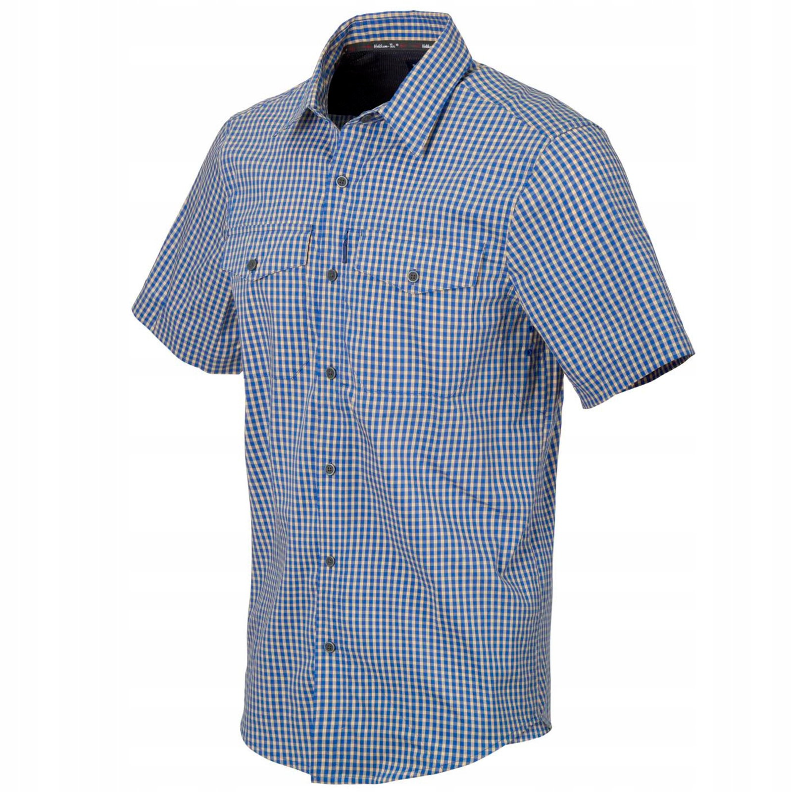 Pánská Košile S Krátkým Rukávem V Kostce Typu Covert Short Helikon Royal Blue