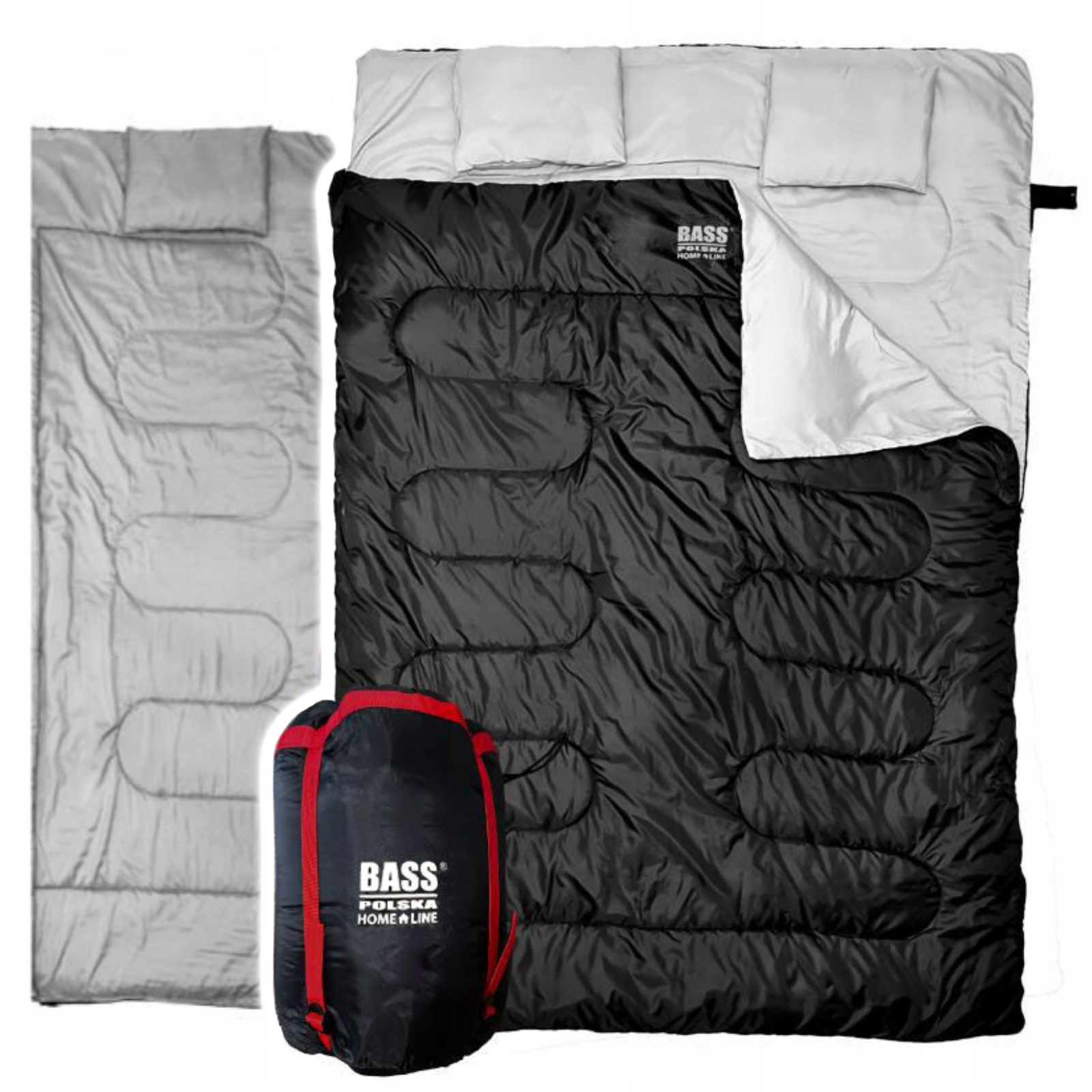 Podwójny Śpiwór Dwuosobowy Turystyczny 220X150CM Wiatroszczelny Bass Polska