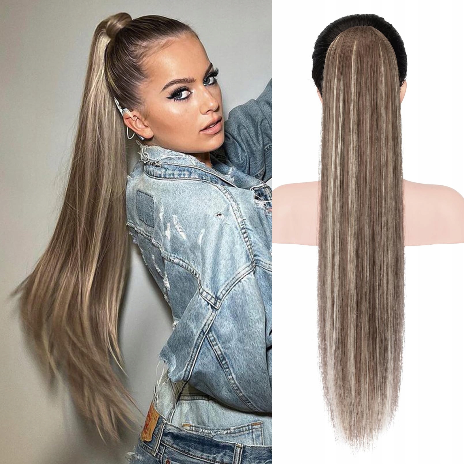 Reecho Prodloužení koňského ocasu délka 61 cm, hnědé s proužky