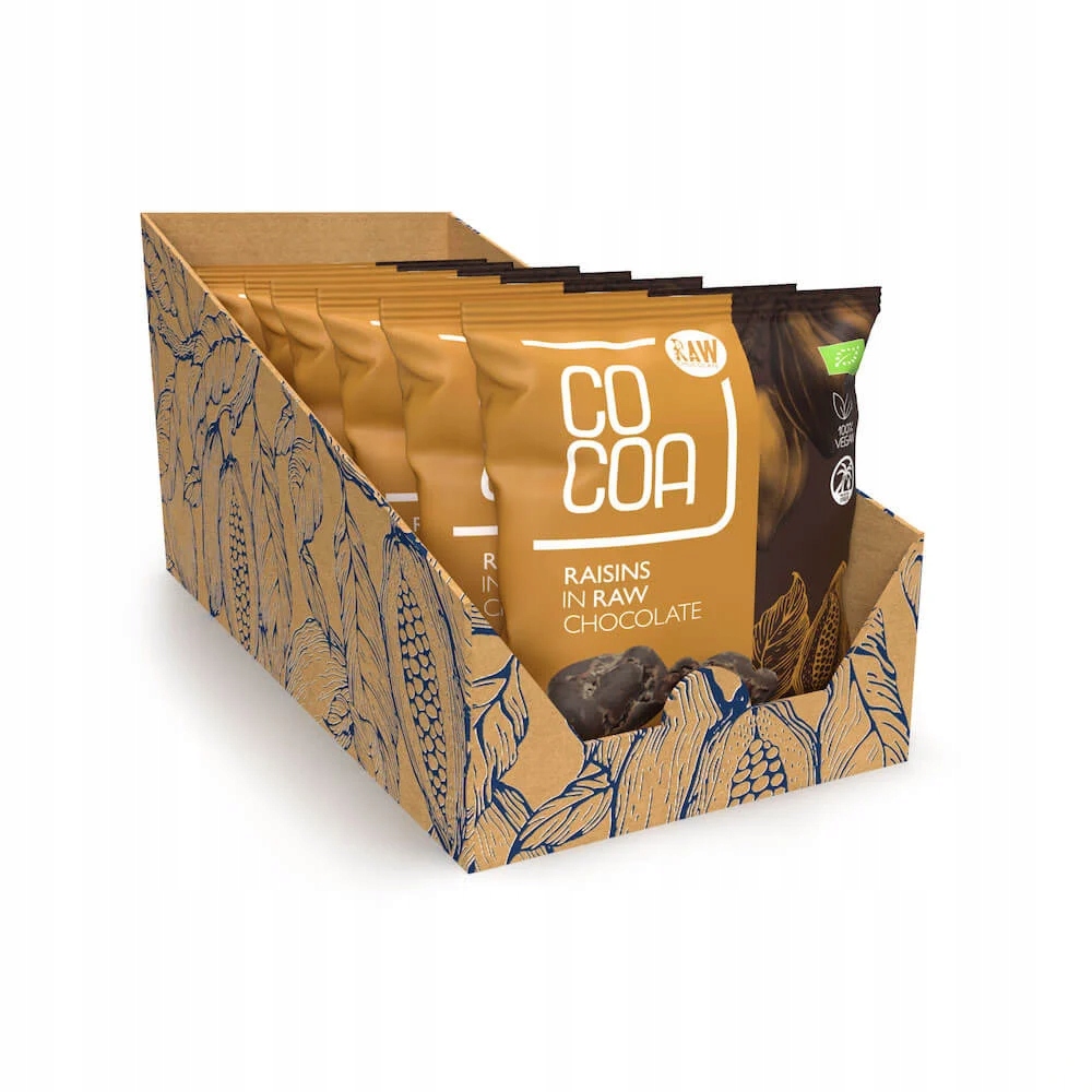 Rodzynki w czekoladzie surowej Cocoa Bio Box 7x70g
