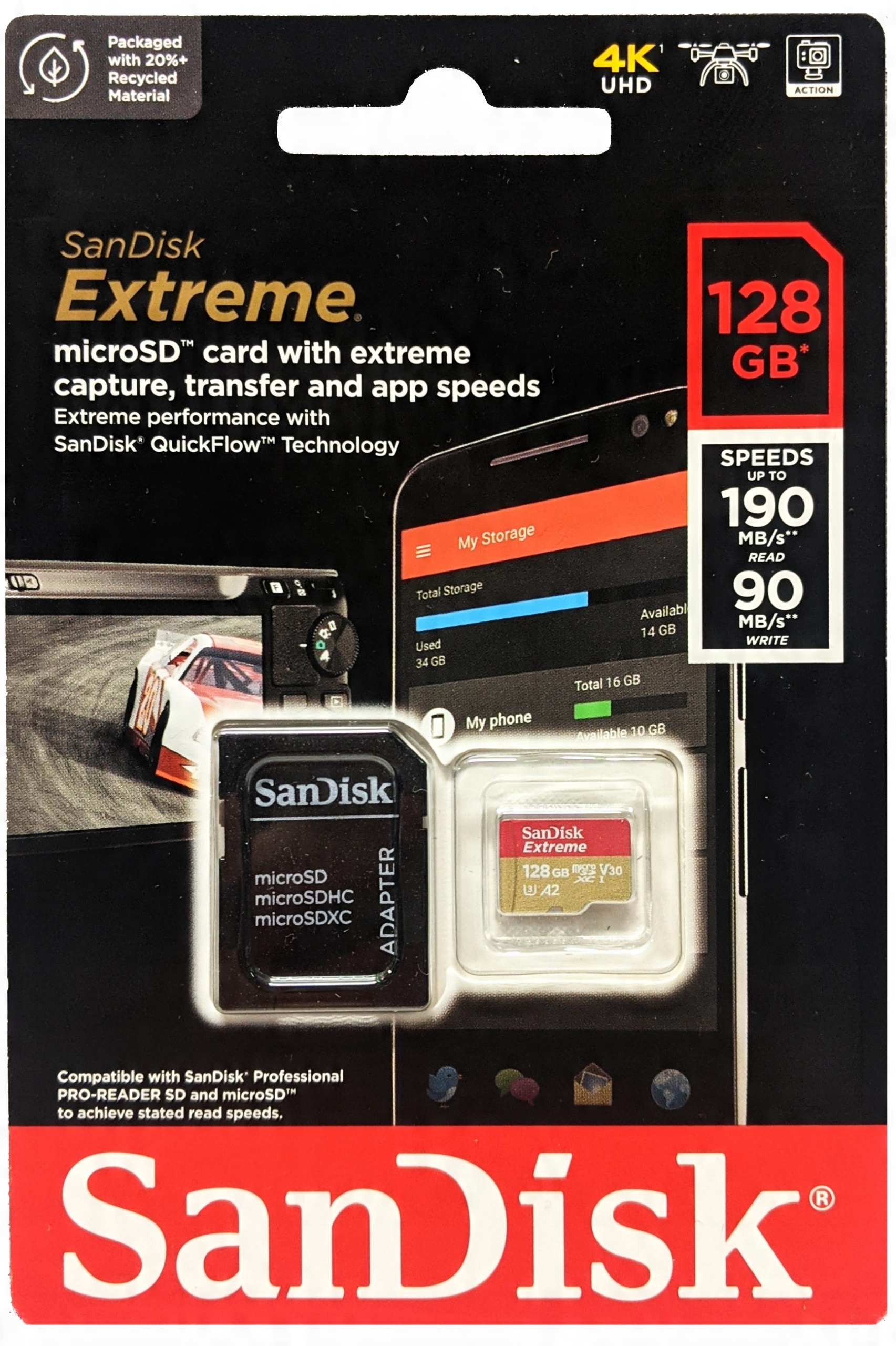 

Karta SanDisk 128GB microSDXC Extreme 190MB/s