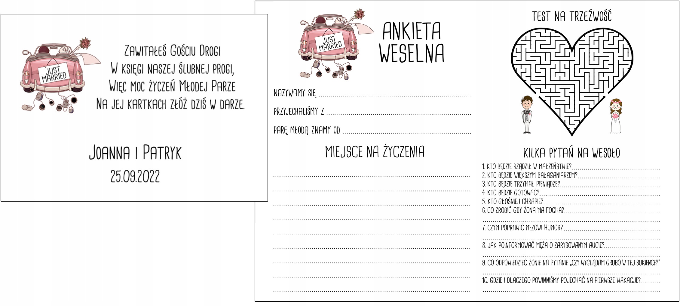 KSIĘGA GOŚCI NA WESELE ŚLUB Z ANKIETAMI PERSONALIZOWANA DREWNIANA PAMIĄTKA Rodzaj księgi