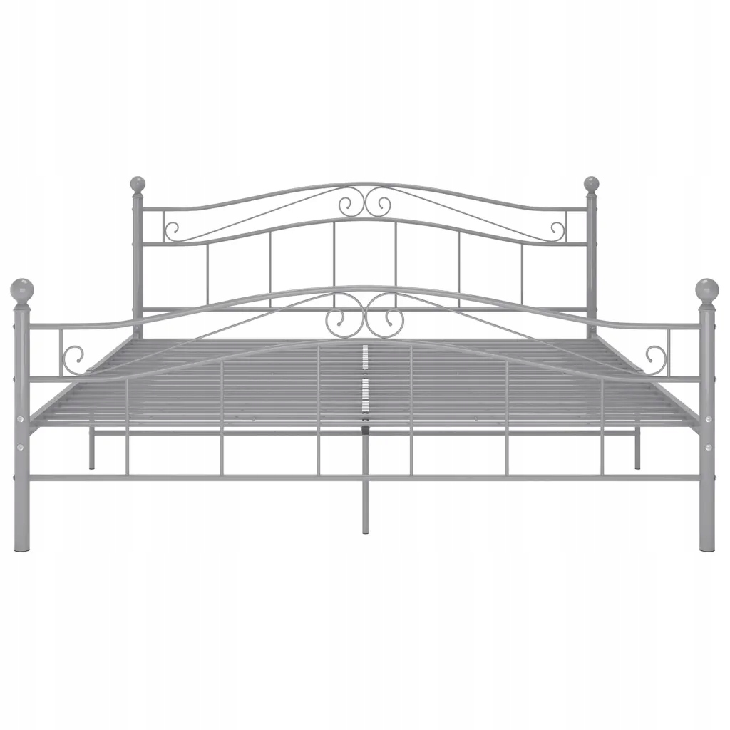 vidaXL Rama łóżka, szara, metalowa, 160x200 cm