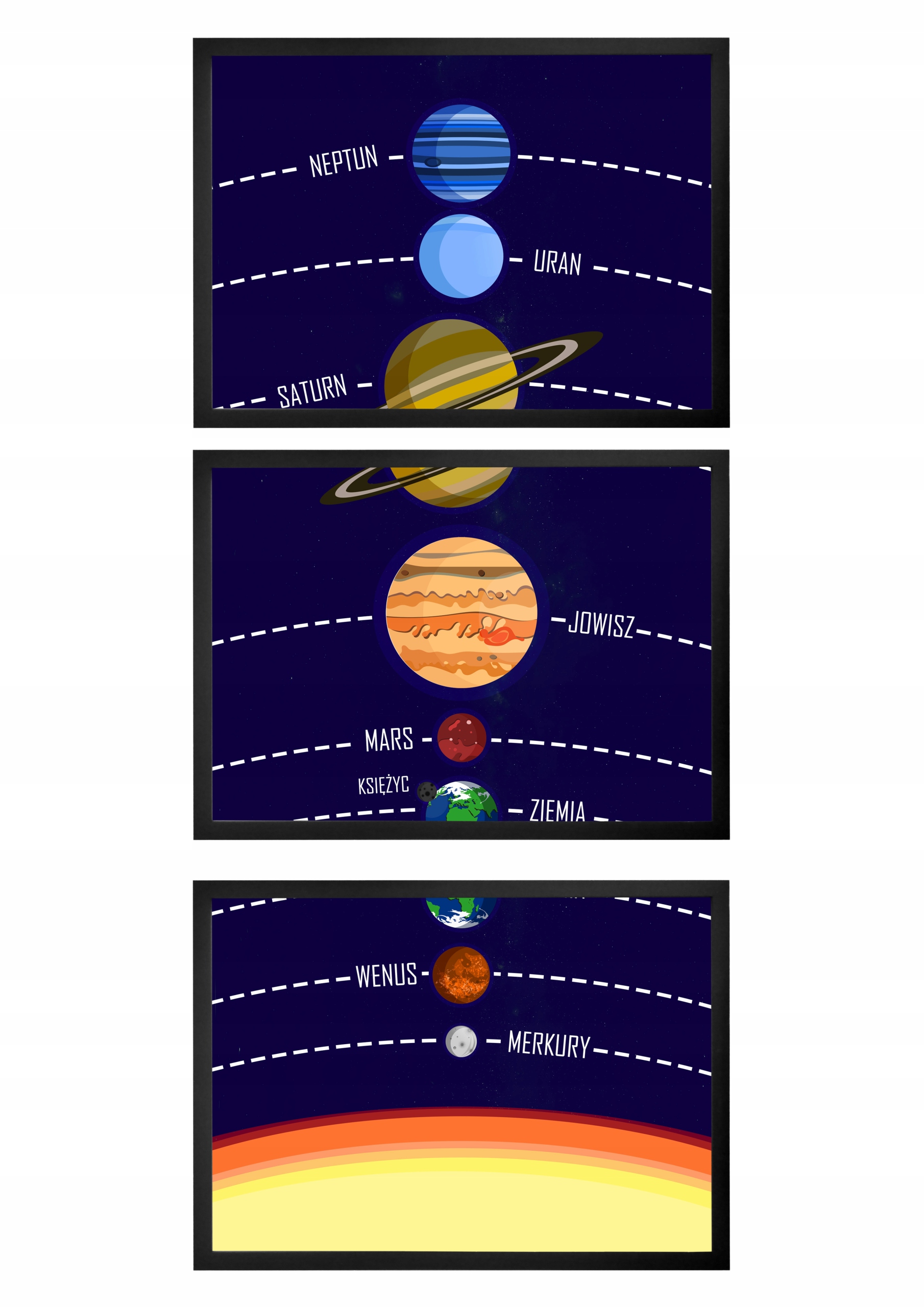 3 PLAKATY W RAMIE KOSMOS UKŁAD SŁONECZNY PLANETY