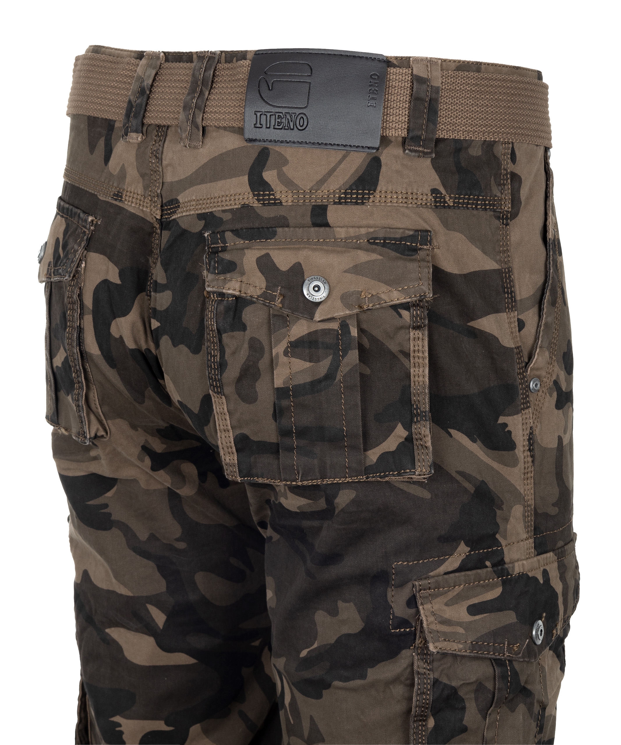 spodnie BOJÓWKI MORO BAWEŁNIANE brązowe moro ITENO PASEK GRATIS W32 Kolor brązowy