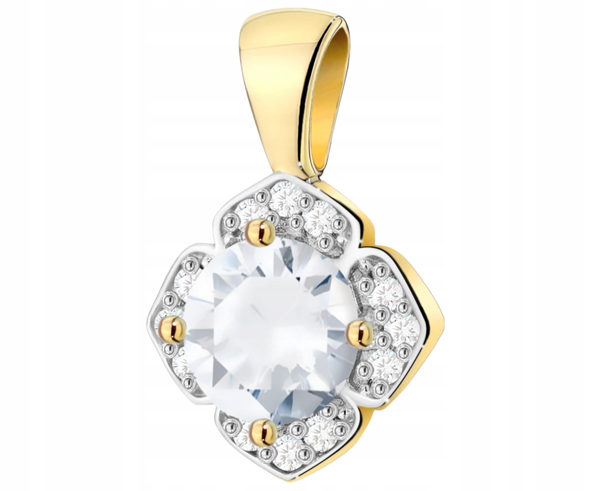 Zlatý Přívěsek S Bílým Safírem A Diamanty 585 Dárek Gravírování