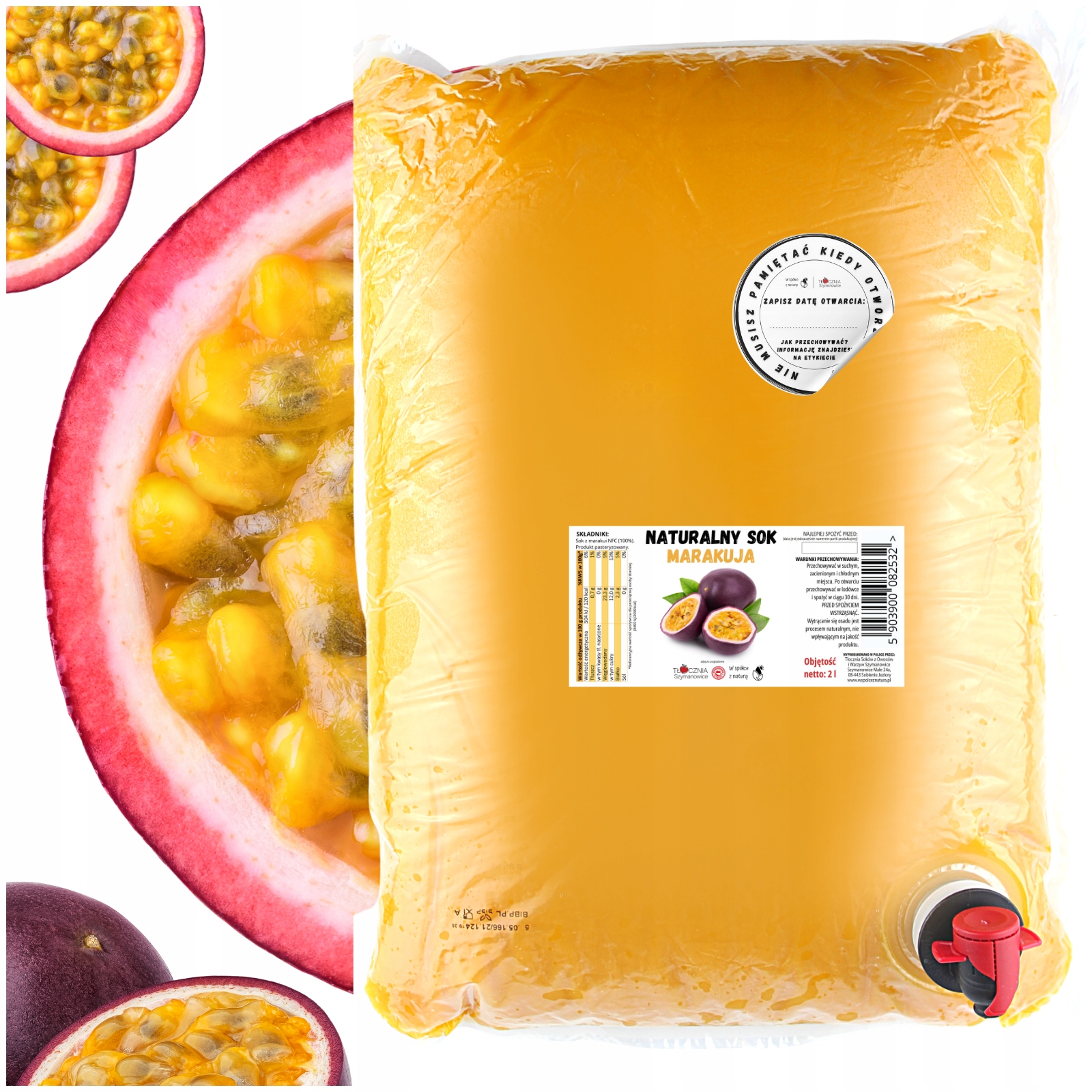 Sok Z Marakui Marakuja Naturalny Tłoczony na Zimno Tłocznia Szymanowice 5l