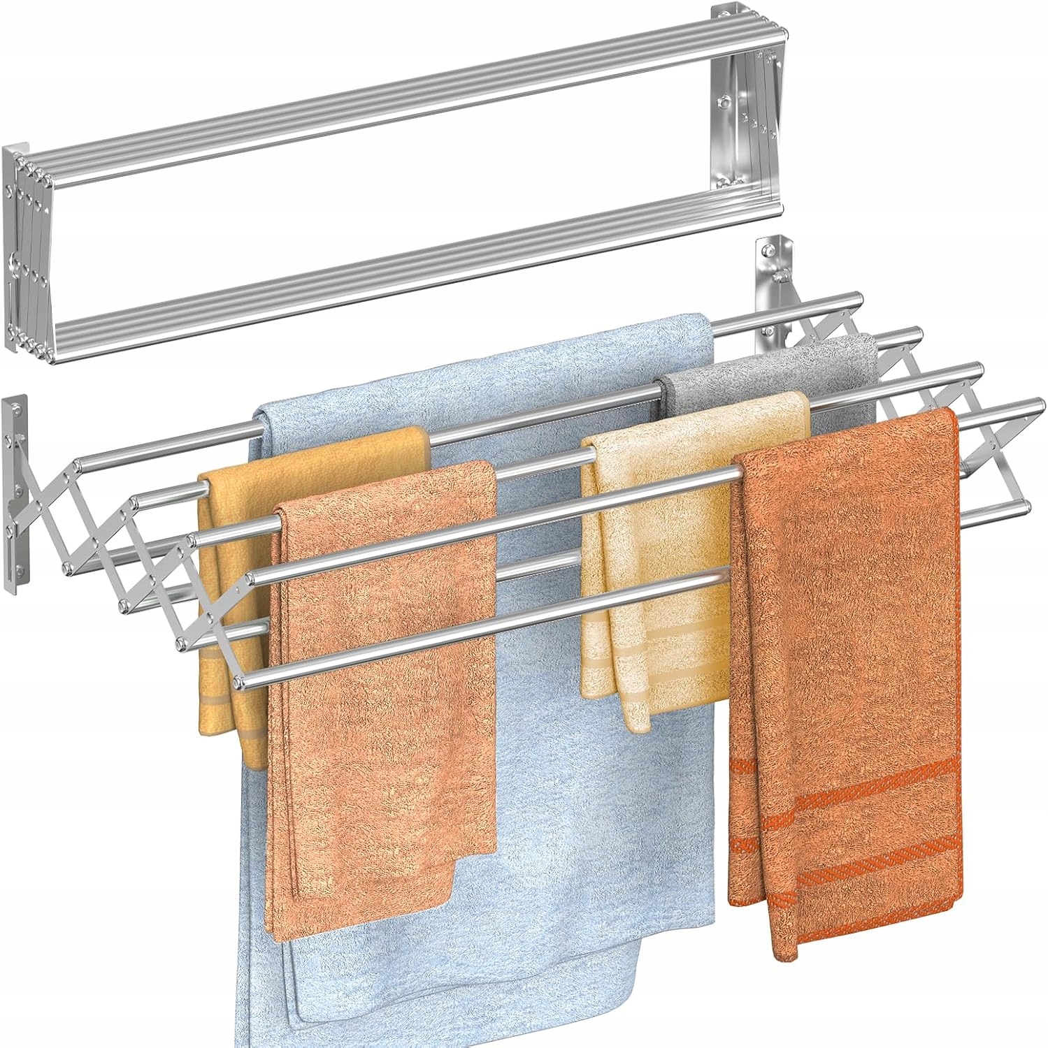 Suszarka Na Pranie Ścienna Składana 8 x 80 cm Stal Nierdzewna Mocna Do 20KG