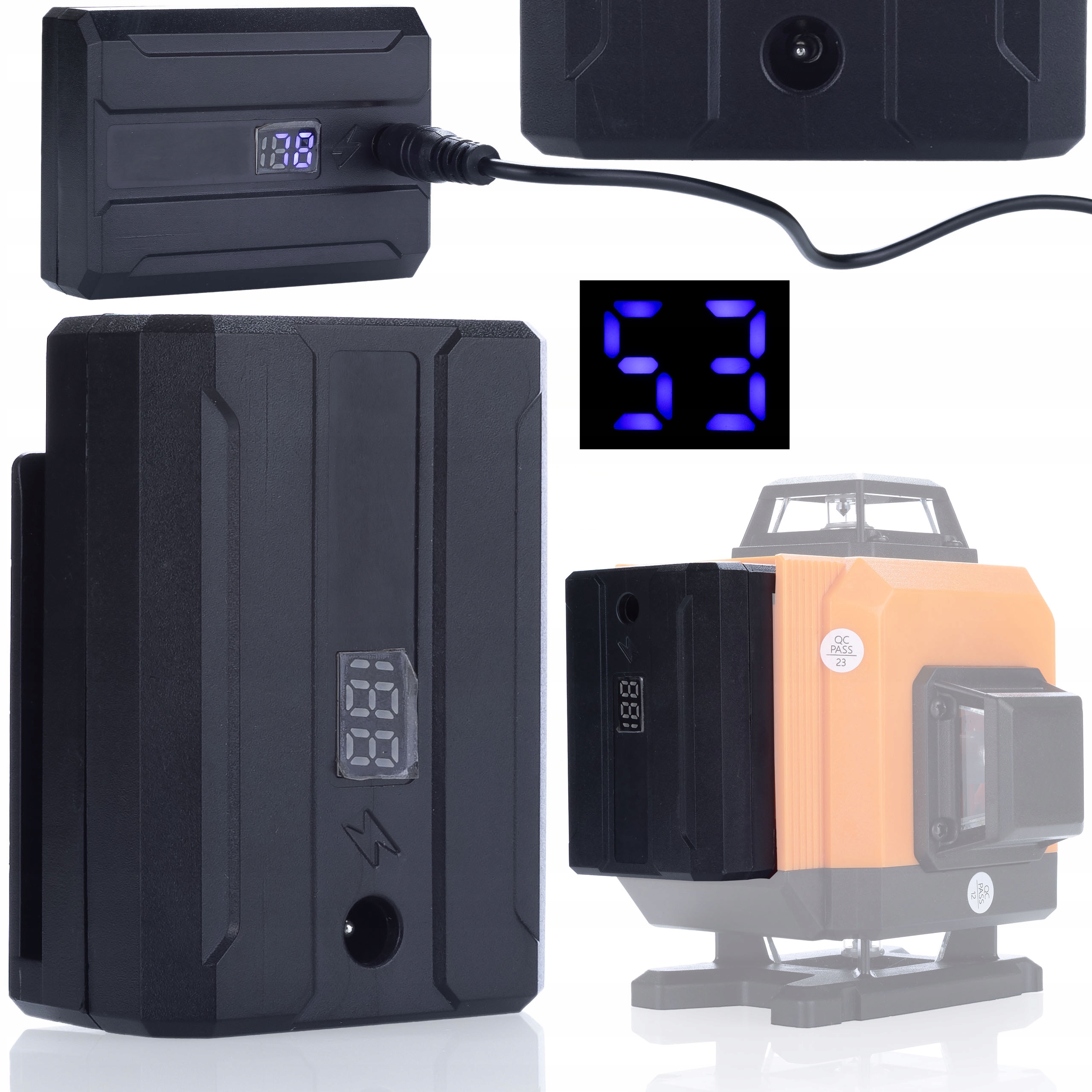 LASER KRZYŻOWY POZIOMICA + STATYW OKULARY TARCZA Maksymalny zasięg pracy 25 m