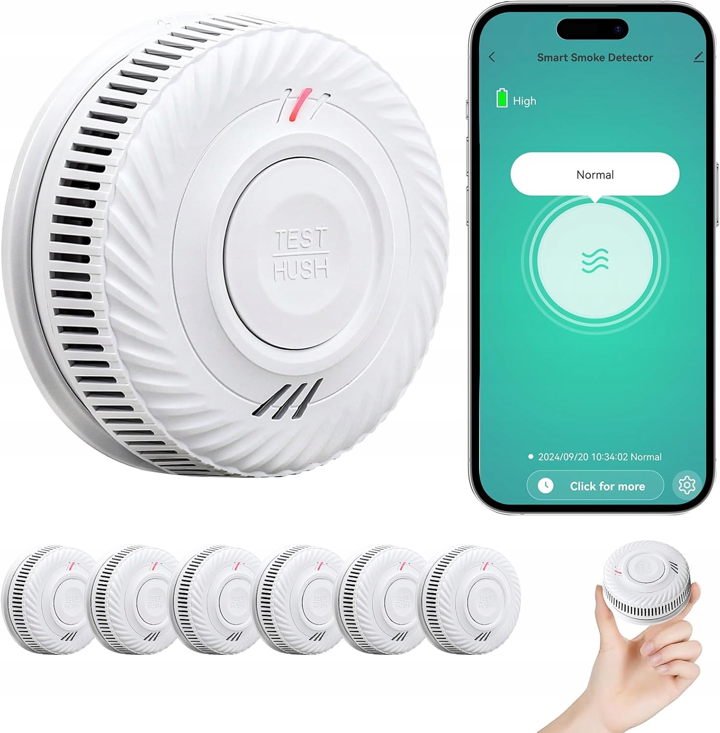 Detektor dymu Physen Wlan 6 kusov s alarmom a aplikáciou
