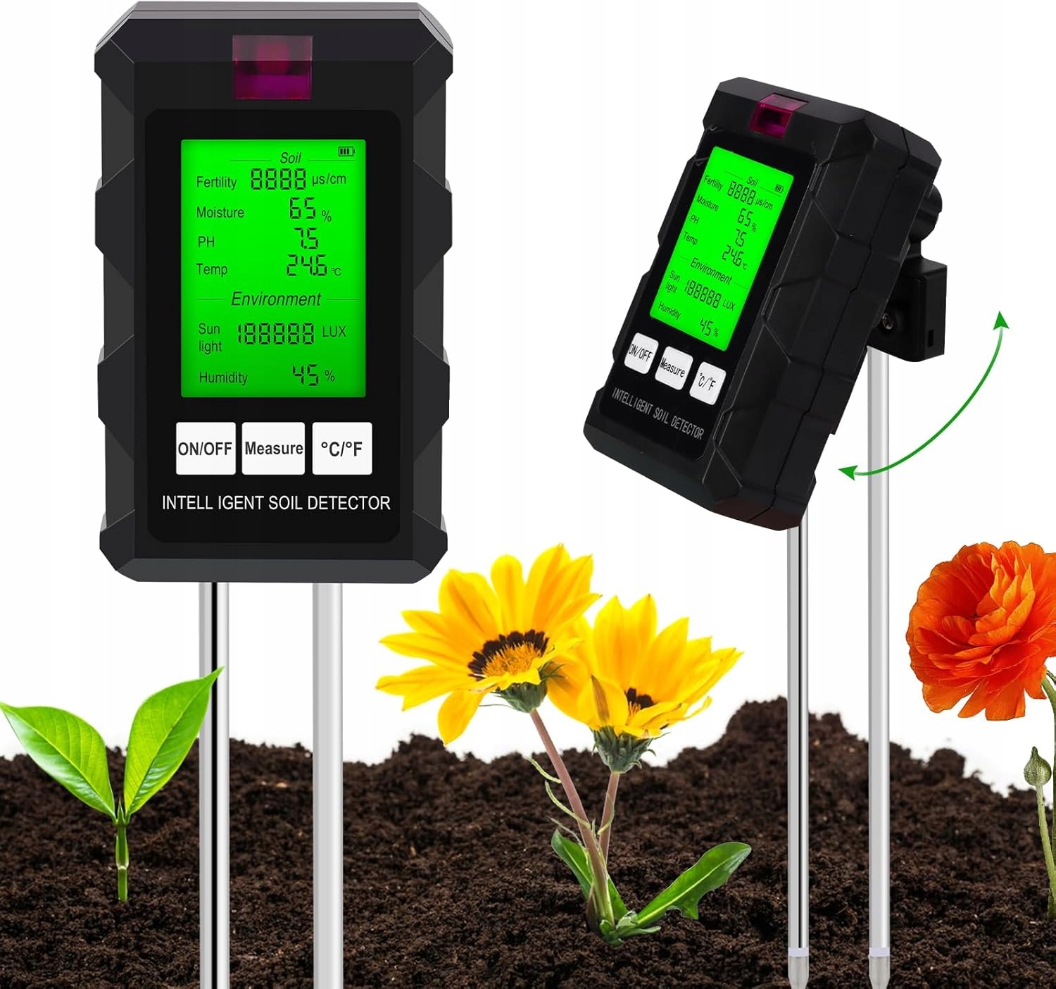 Kyseloměr Půdy Tester Substrátu Ph Země Měřič Teploty Vlhkost LCD