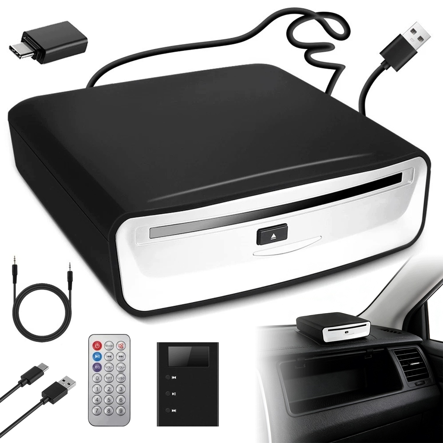 Usb CD Přehrávač Do Auta S Dálkovým Ovládáním, Slot Odolný Proti Prachu A Otřesům