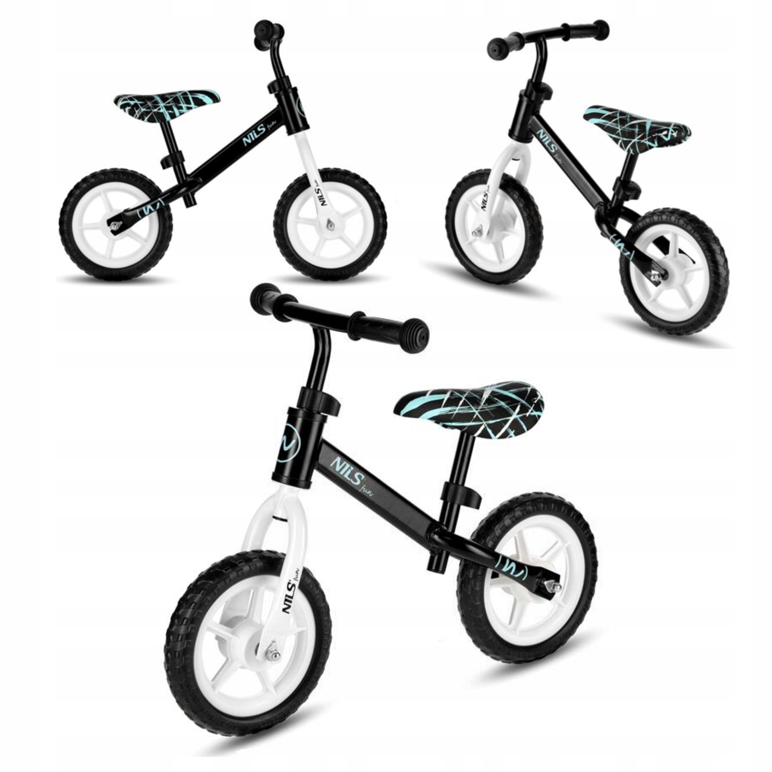Nils Fun RB134 Rowerek biegowy czarny dla dzieci dwukołowy