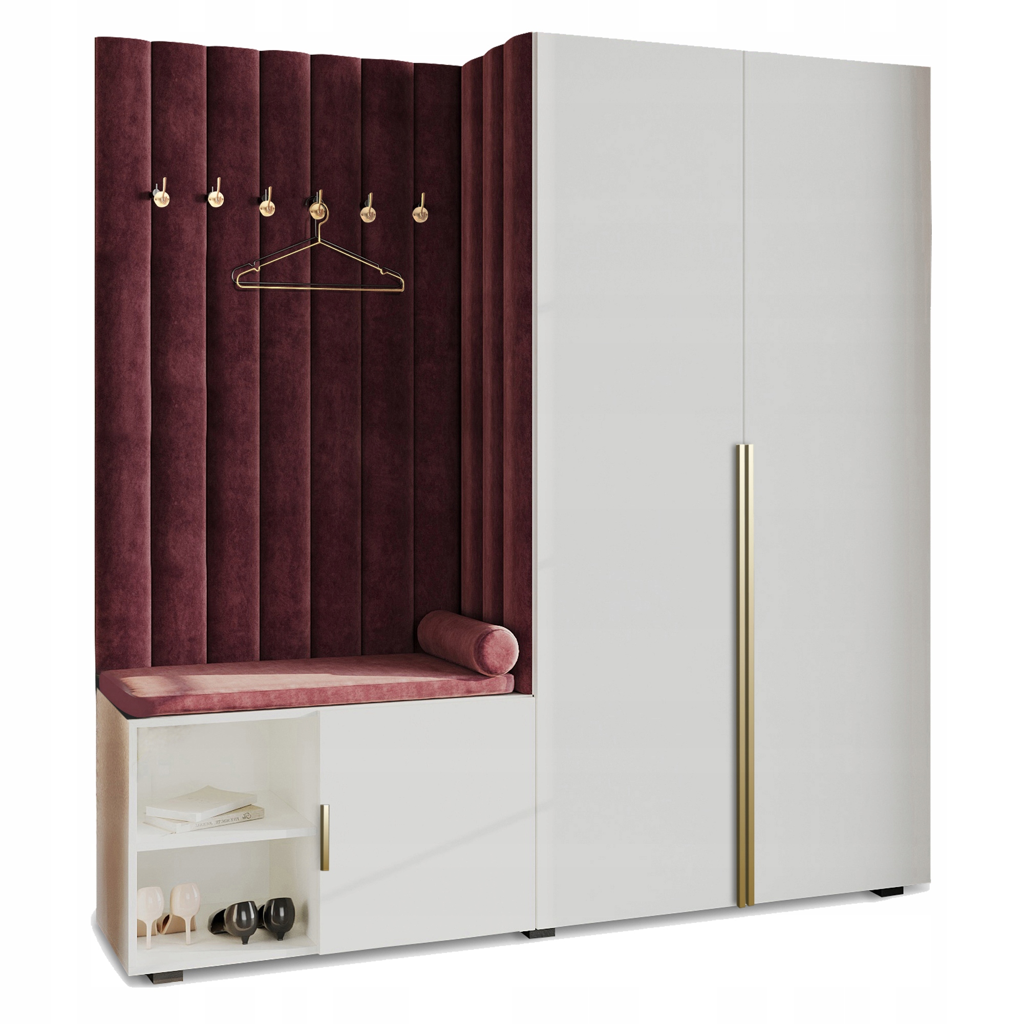 Předsíňová Skříň Do Předsíně Se Sedákem Bílá Hexa Zlatá 68