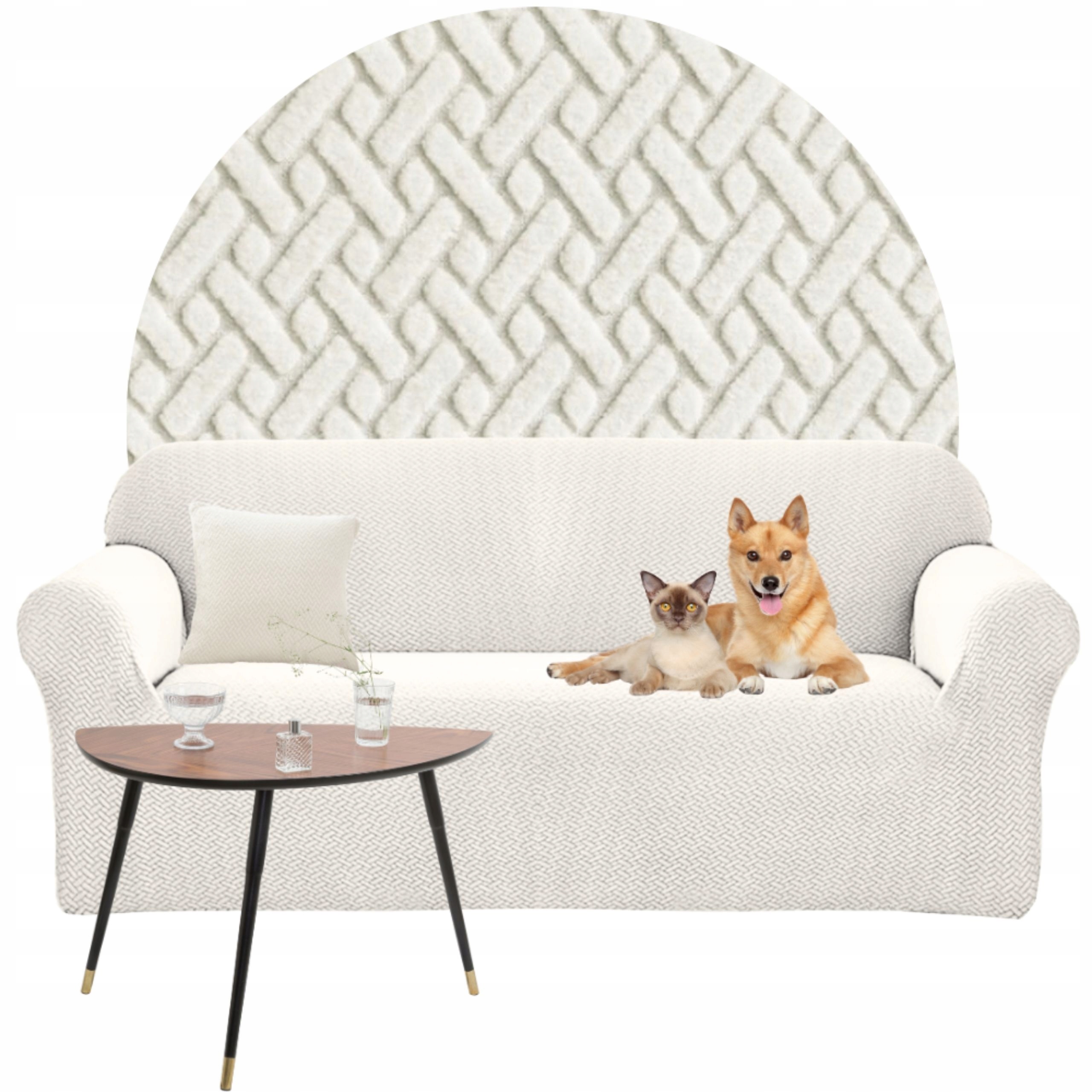 Potah Na Pohovku Rohový Elastický Žakár Jedle 235-300 Oeko Tex