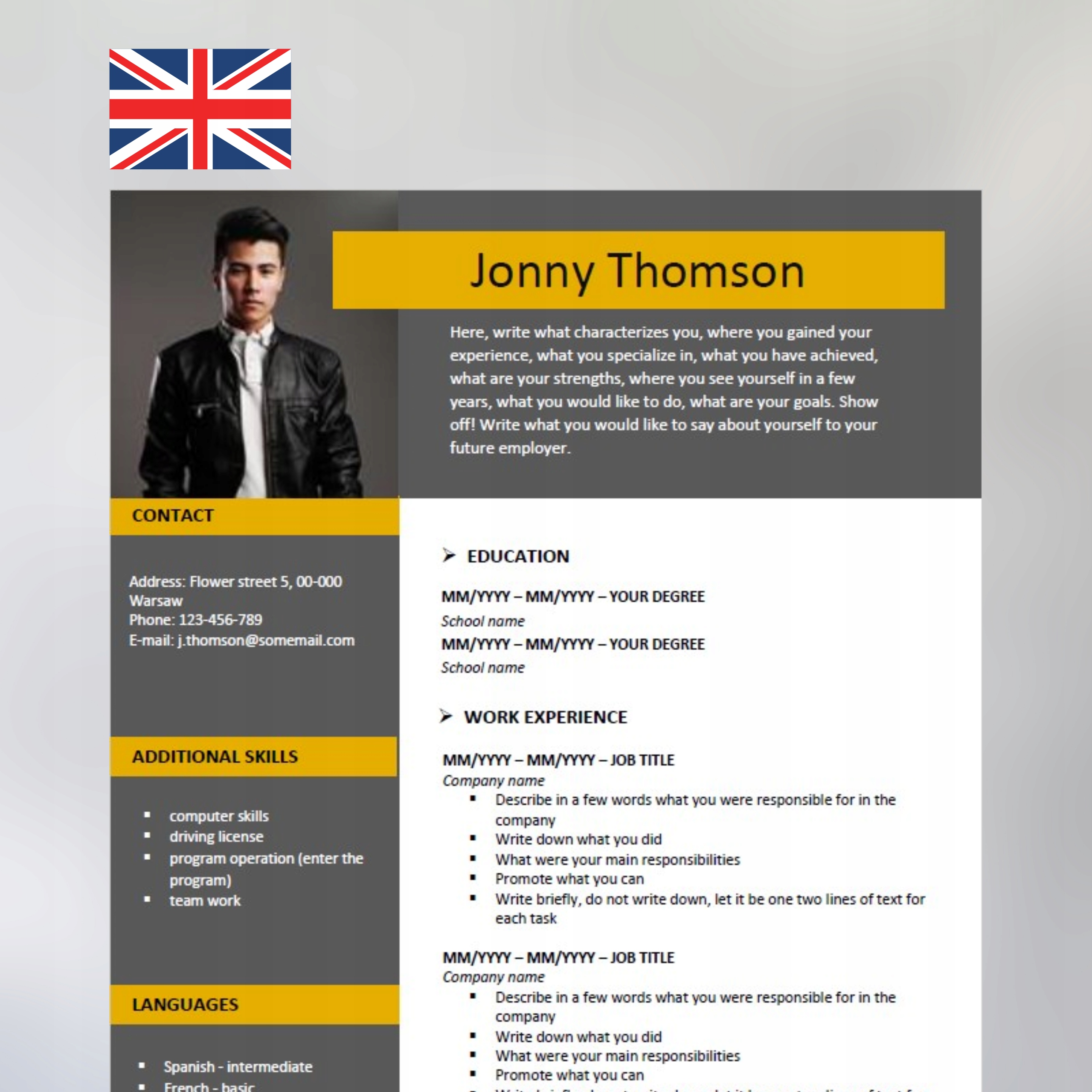 Edytowalny Szablon CV w MS Word ENG 5/22/CV