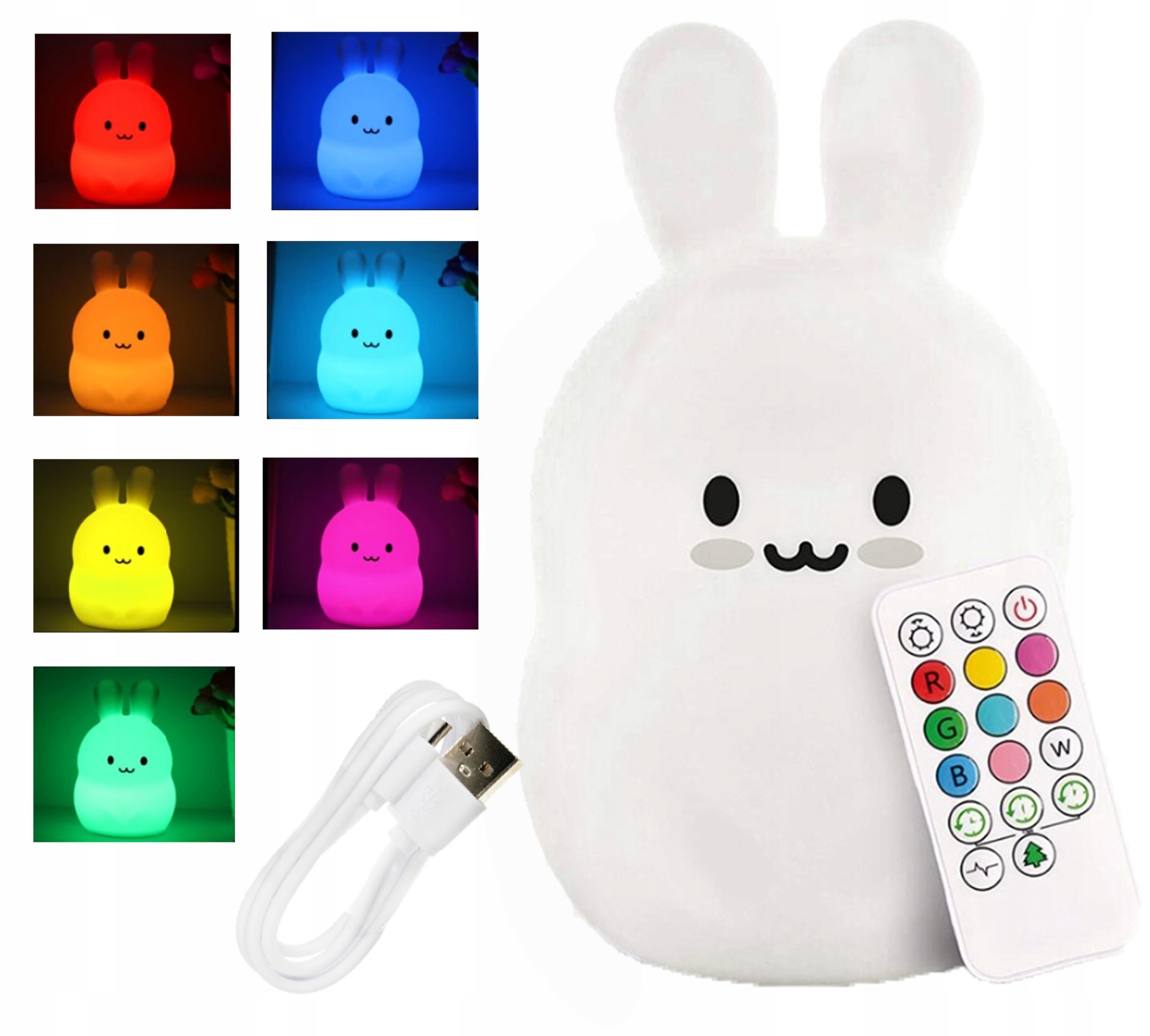 

Lampka Nocna dzieci Królik Kolorowa Led Silikon