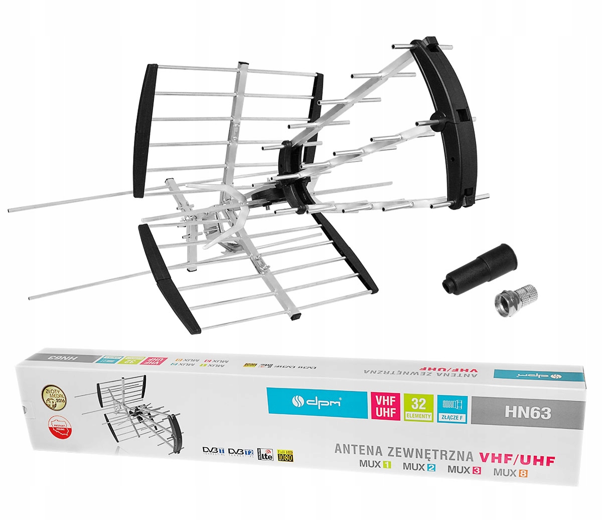 Antena DVB-T2 do Tv naziemnej kierunkowa Vhf Uhf filtr Lte Dpm HN63