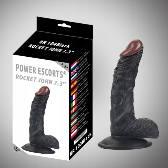Dildo Power Escorts Rocket John czarne 18,5 cm Kod producenta 20-BR104-BLACK