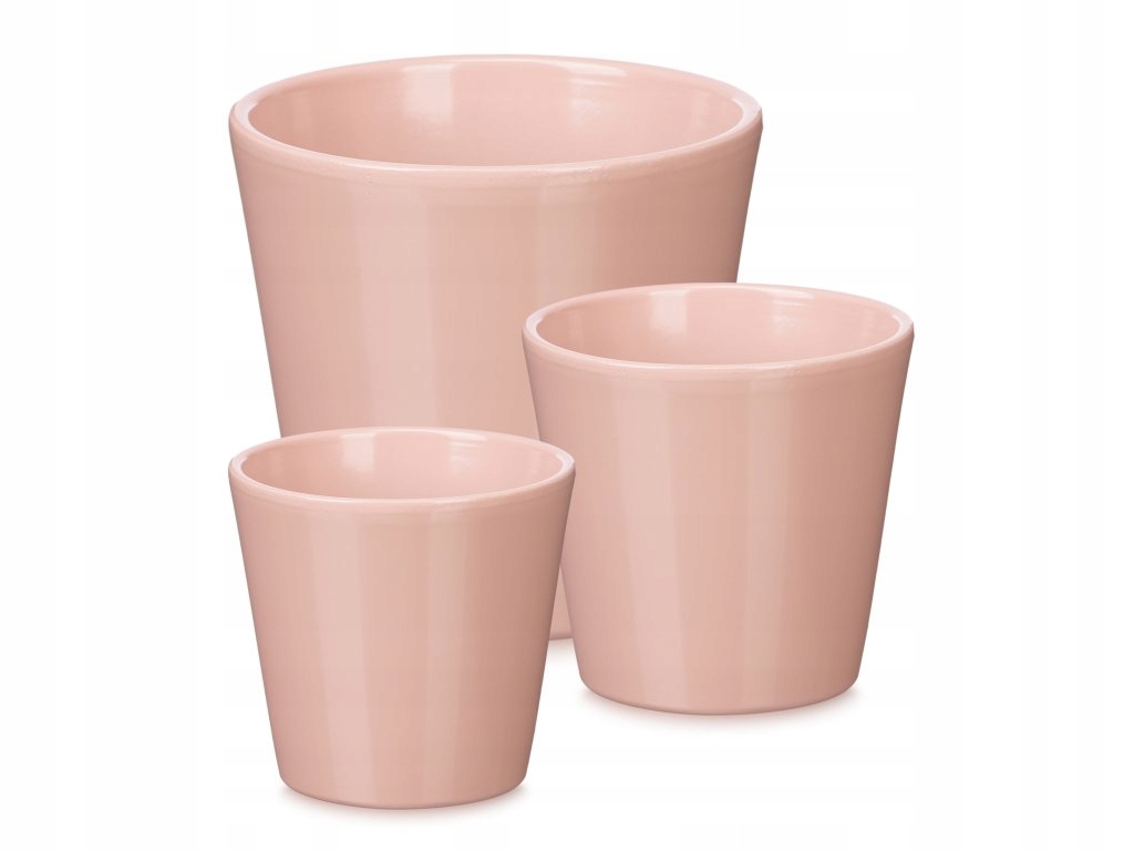 Sada kónických květináčů Ø 14, 17, 22 cm, růžové