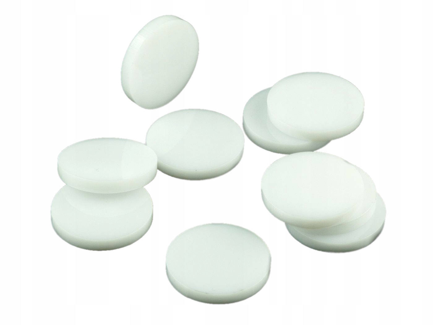 Żetony okrągłe, pleksi, białe, 20x3 mm (10)