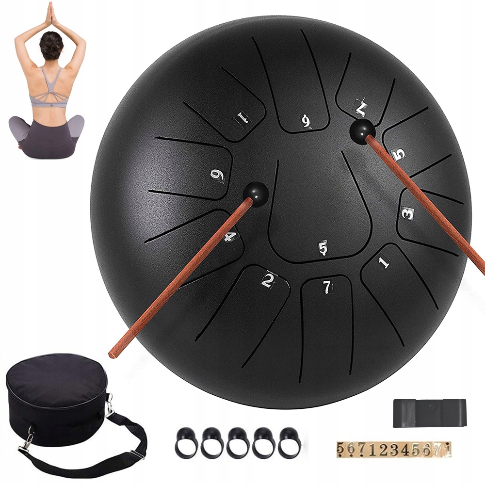 Ocelový jazykový buben 8 tónů 25 cm, bicí nástroje, buben handpan