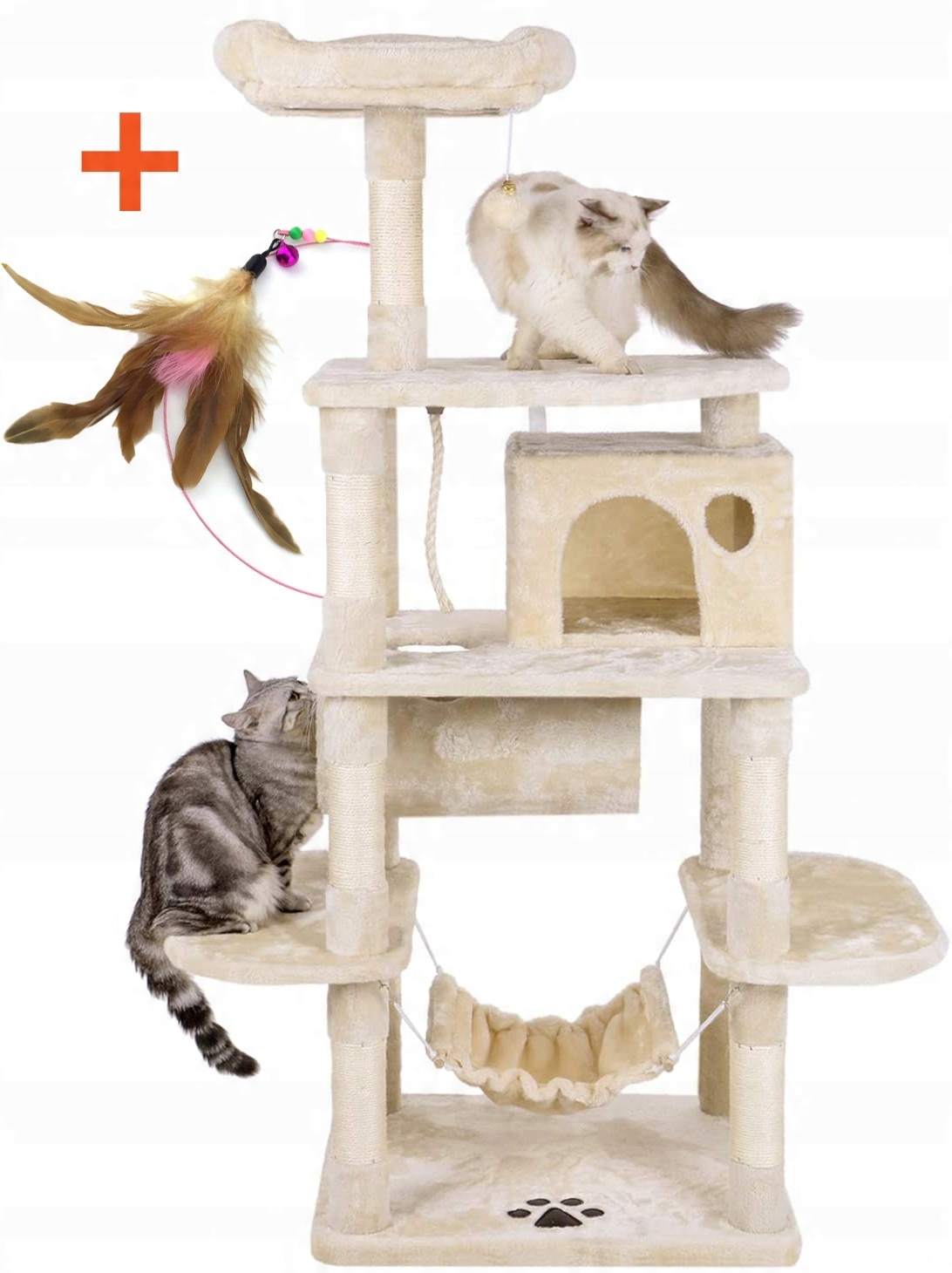 Drapak Pro Kočky Domeček Budka Dřevo Věž XXL 158 cm