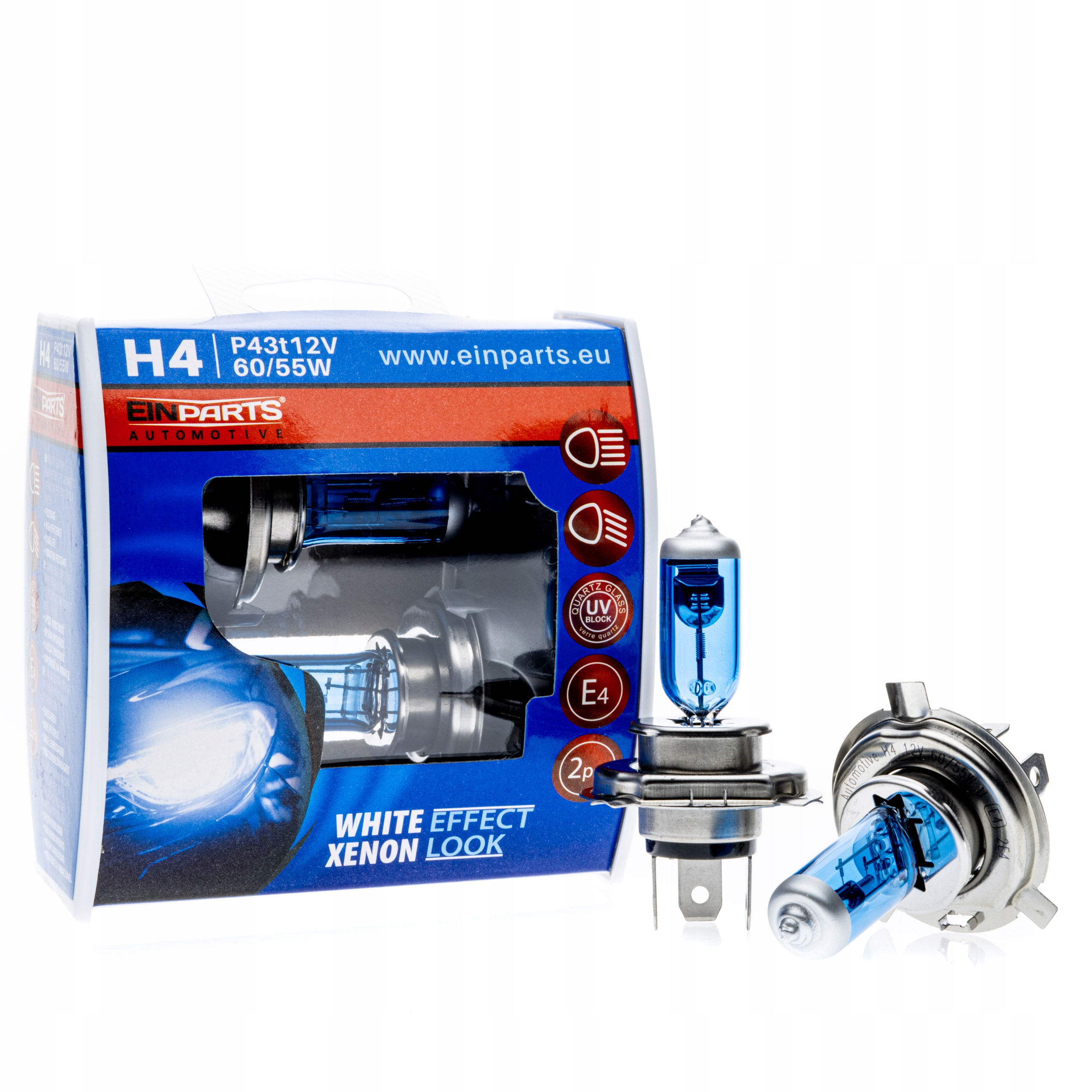 Żarówki H4 12V 60W E4 Einparts White Effect Xenon Look 2szt.