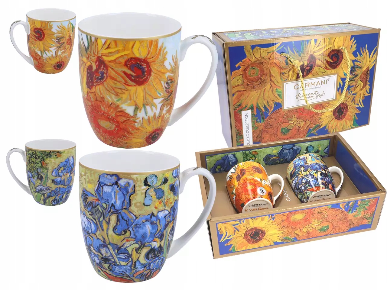 Kpl. 2 kubków Van Gogh Słoneczniki i Irysy Carmani